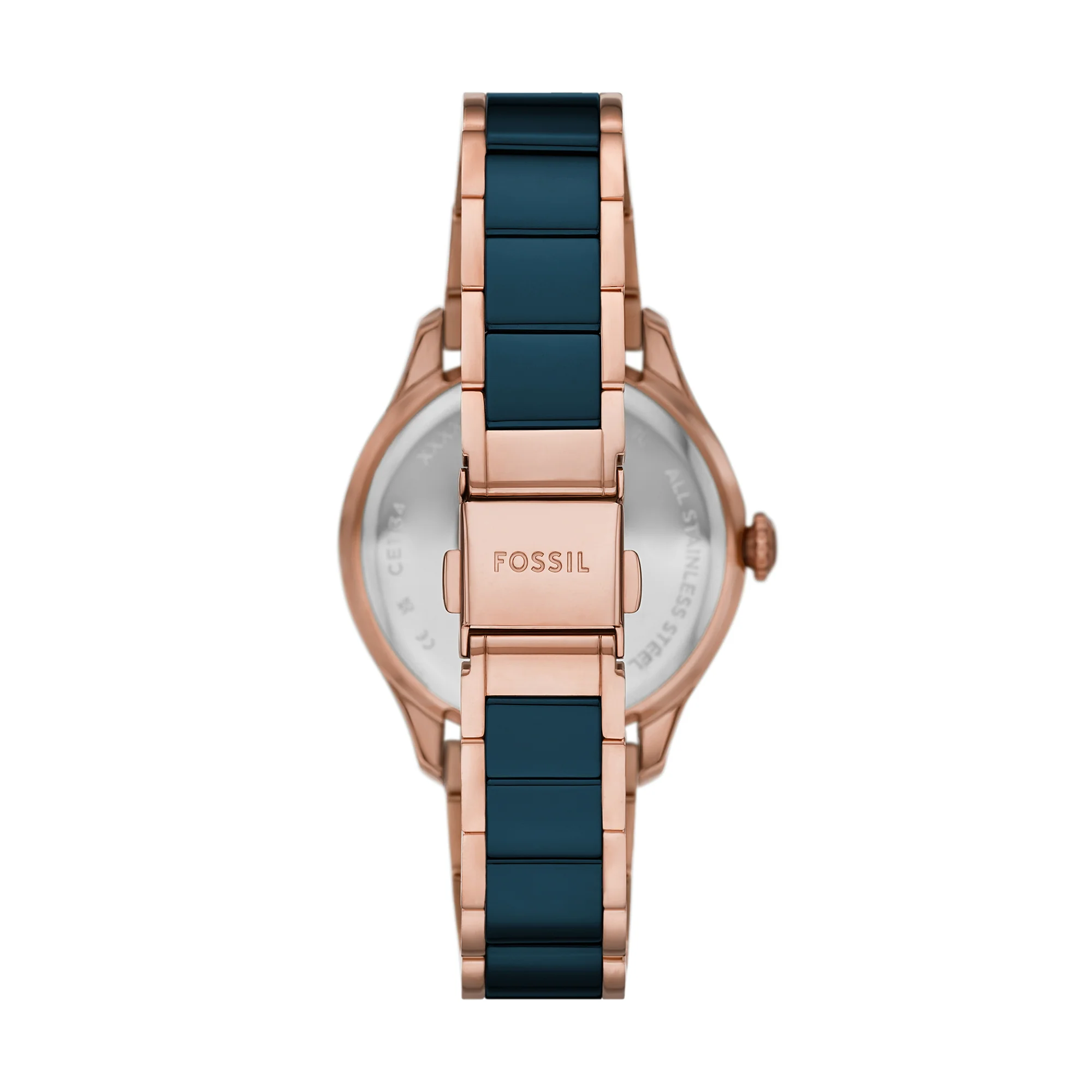 Gilmore Three-Hand Date Rose Gold-Tone and Navy Ceramic Watch - Image 3