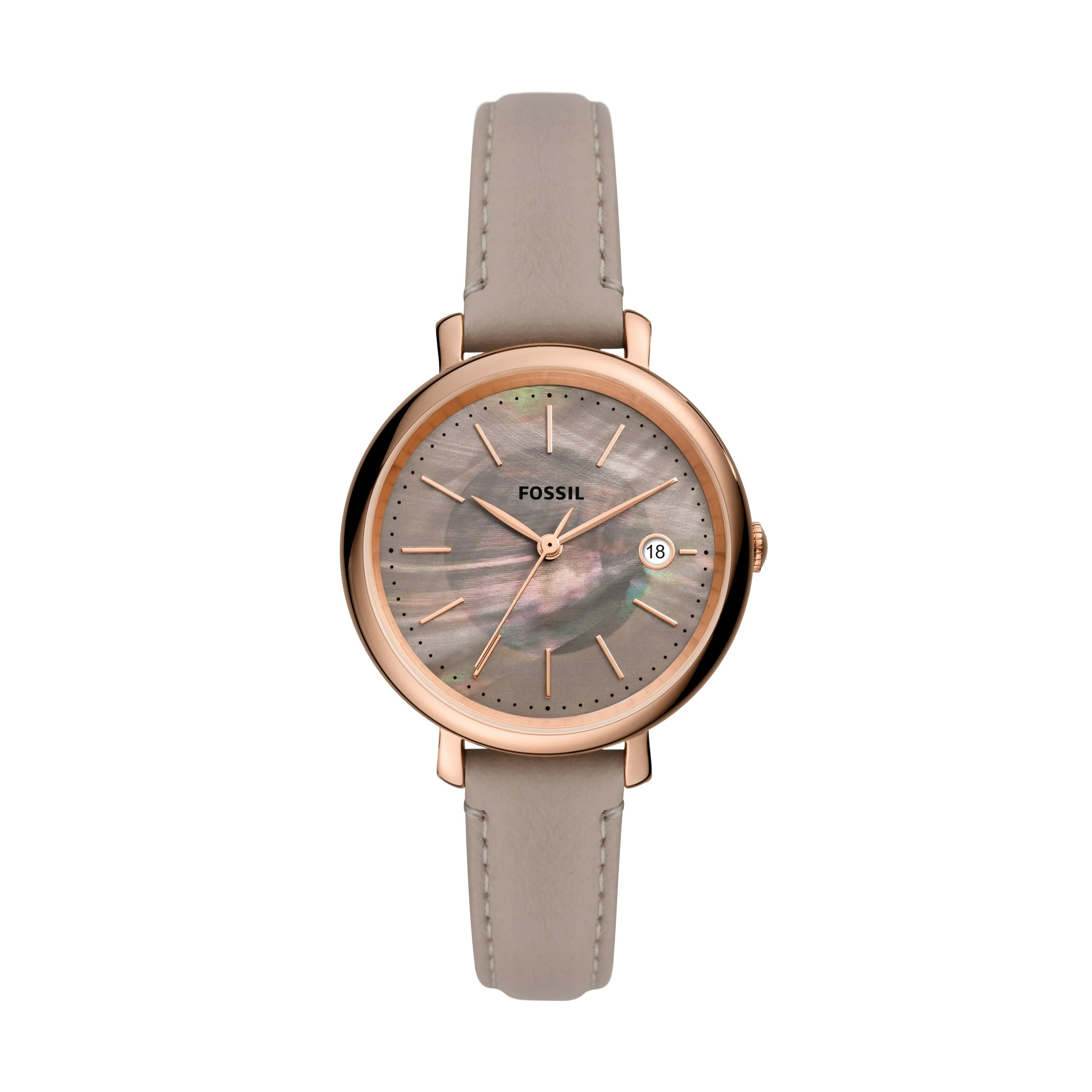 Jacqueline Solar Gray Leather Watch