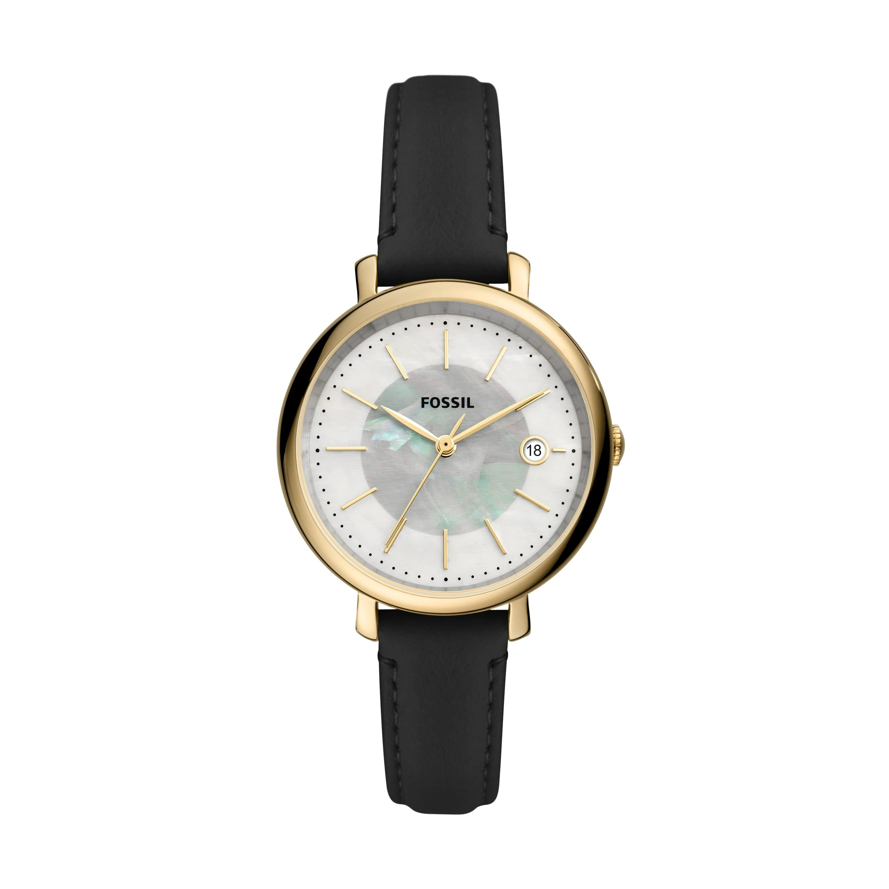Jacqueline Solar Black Leather Watch