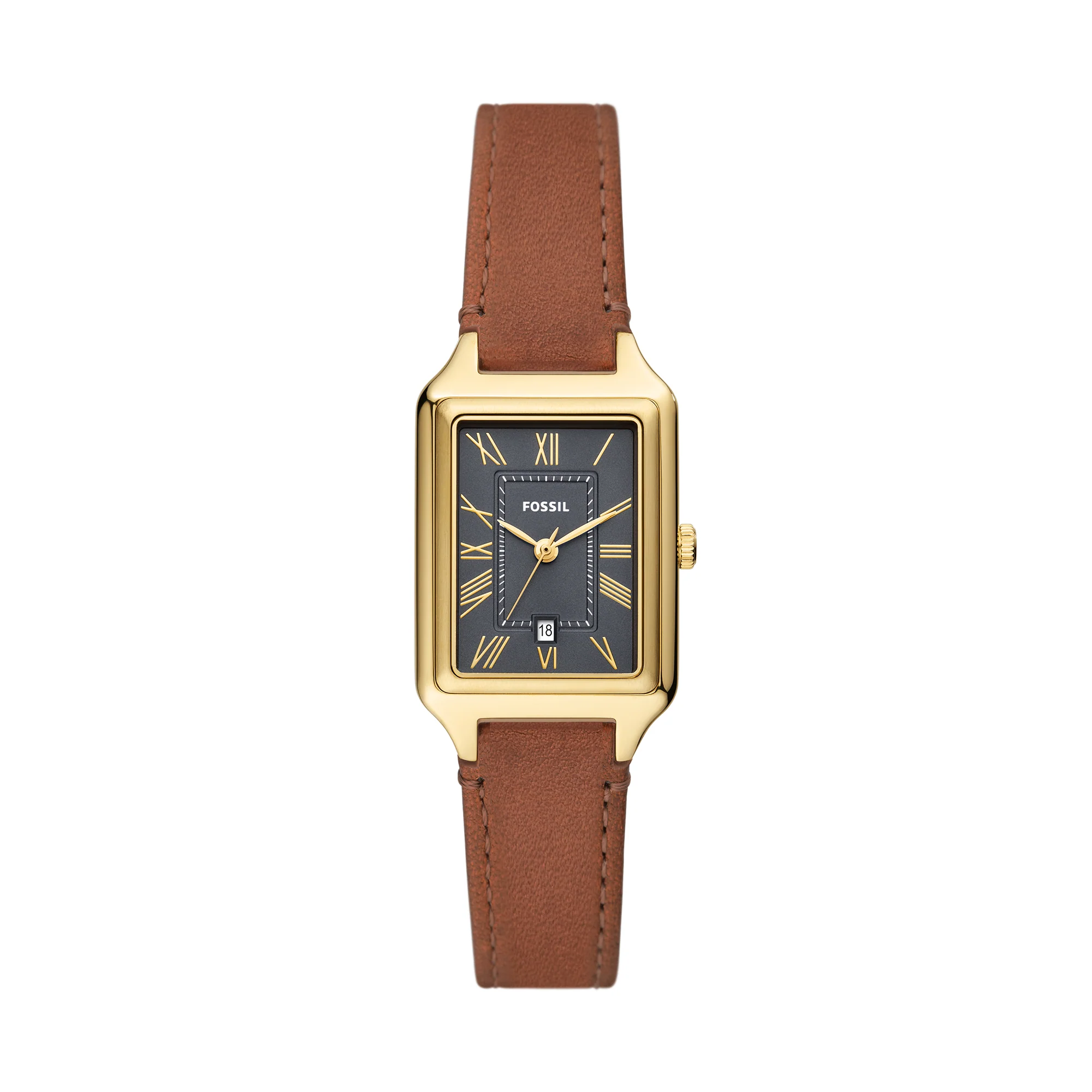 Raquel Three-Hand Date Medium Brown LiteHide⢠Leather Watch