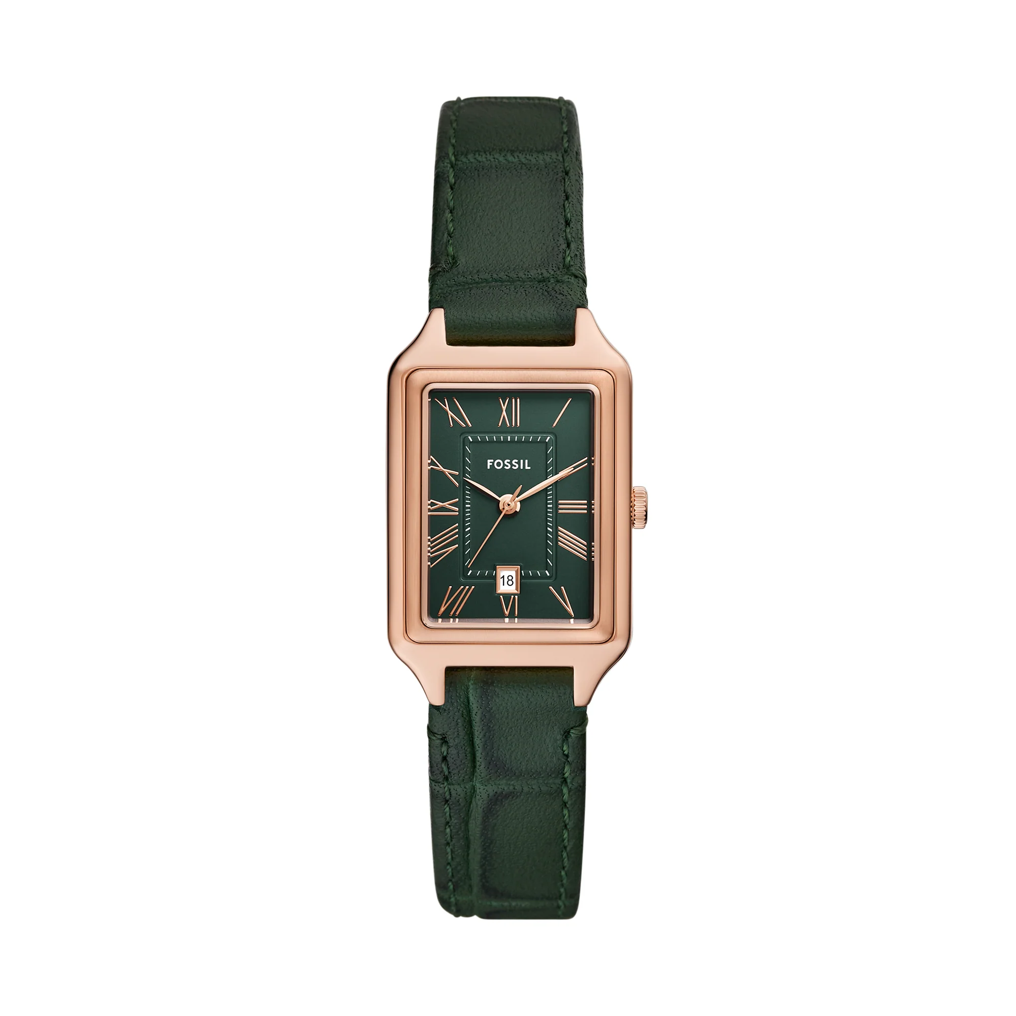 Raquel Three-Hand Date Green Croco LiteHide⢠Leather Watch