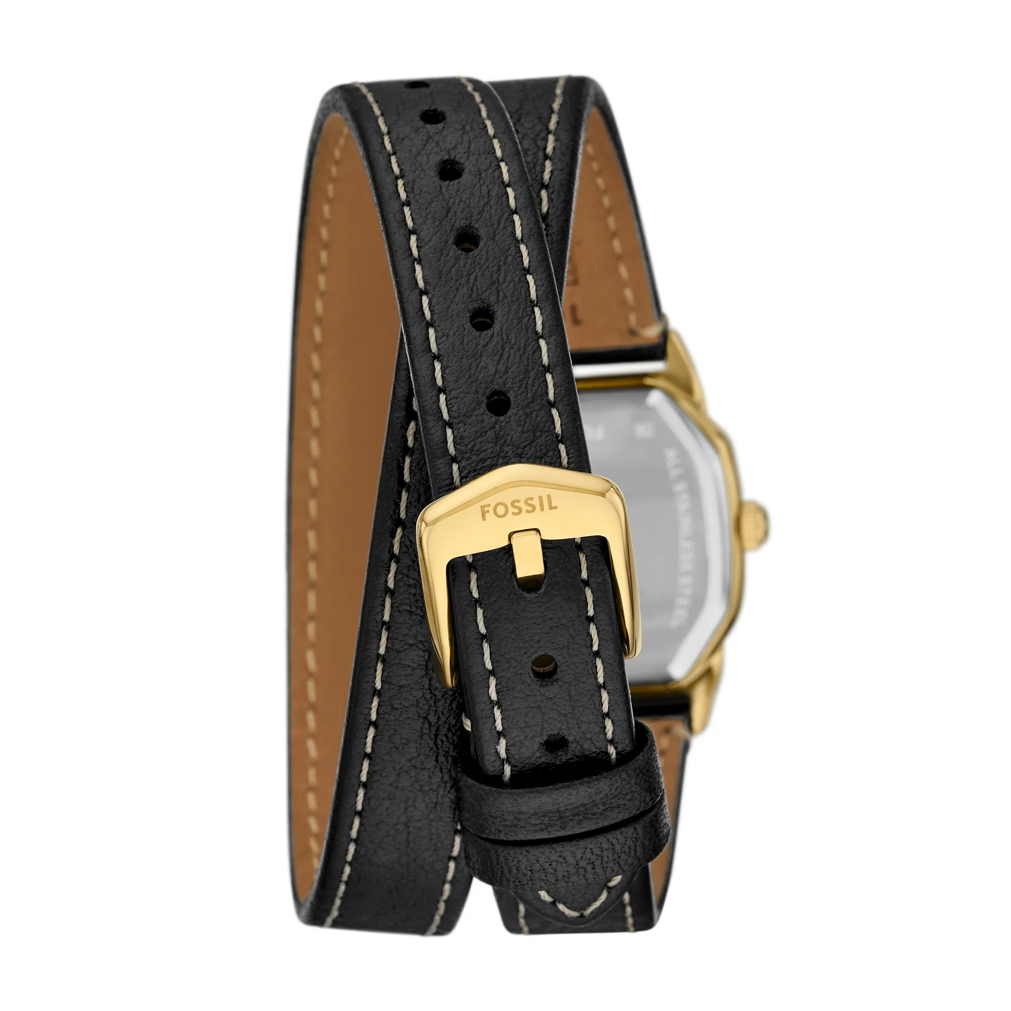 Harlow Three-Hand Black Leather Watch - Image 3