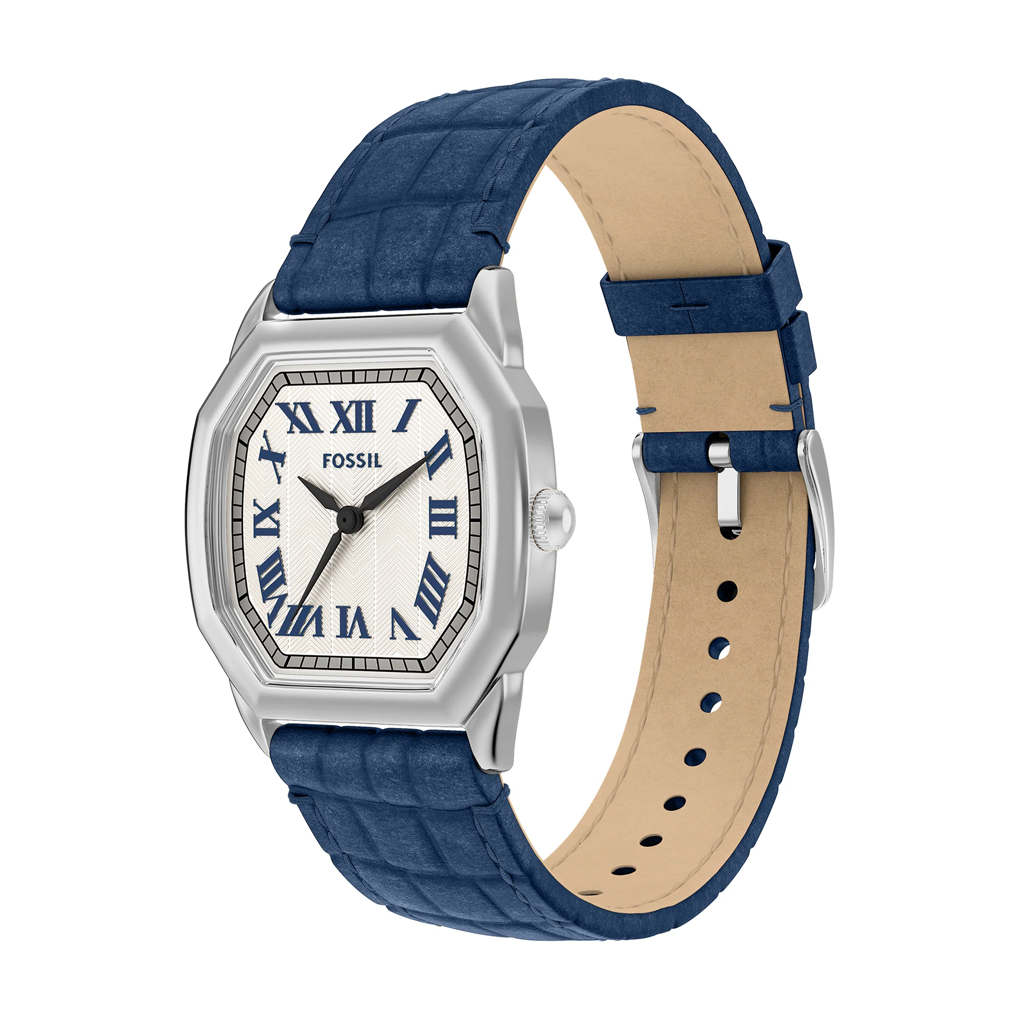 Harlow Three-Hand Navy Croco Leather Watch - Image 4