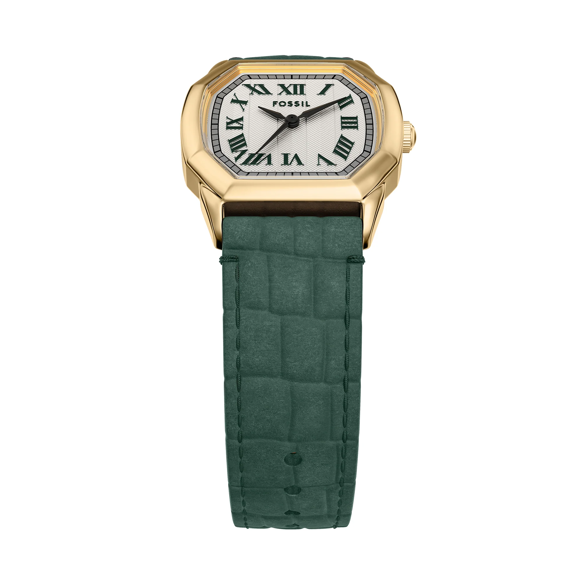 Harlow Three-Hand Green Croco Leather Watch - Image 5