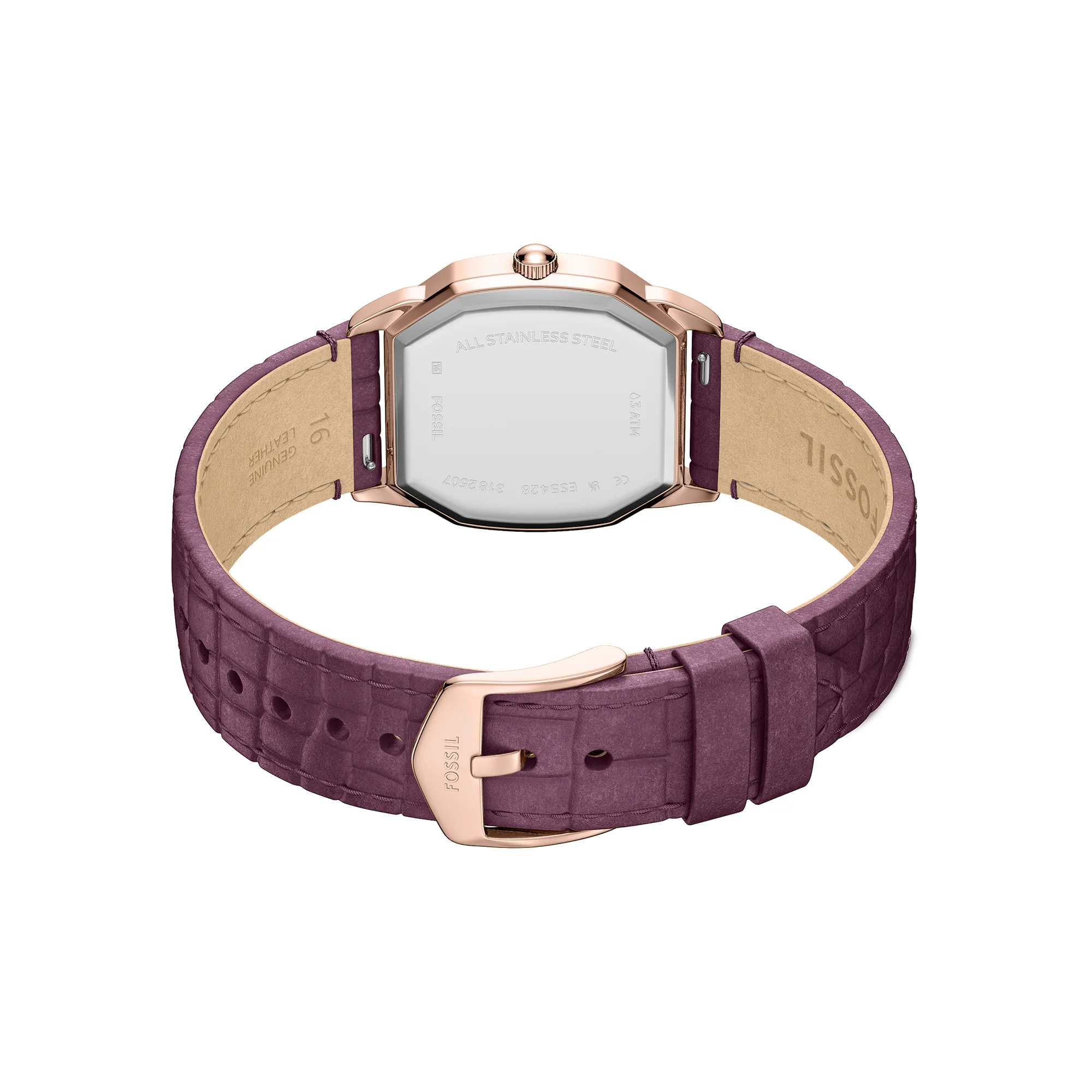 Harlow Three-Hand Burgundy Croco Leather Watch - Image 3