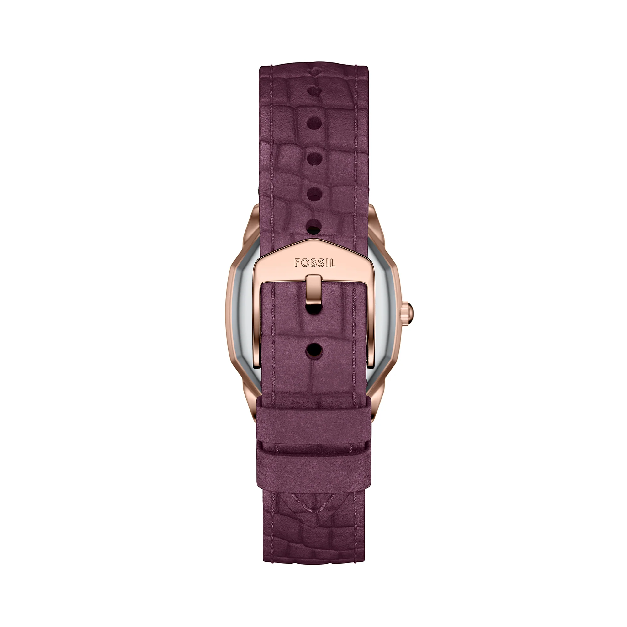 Harlow Three-Hand Burgundy Croco Leather Watch - Image 4