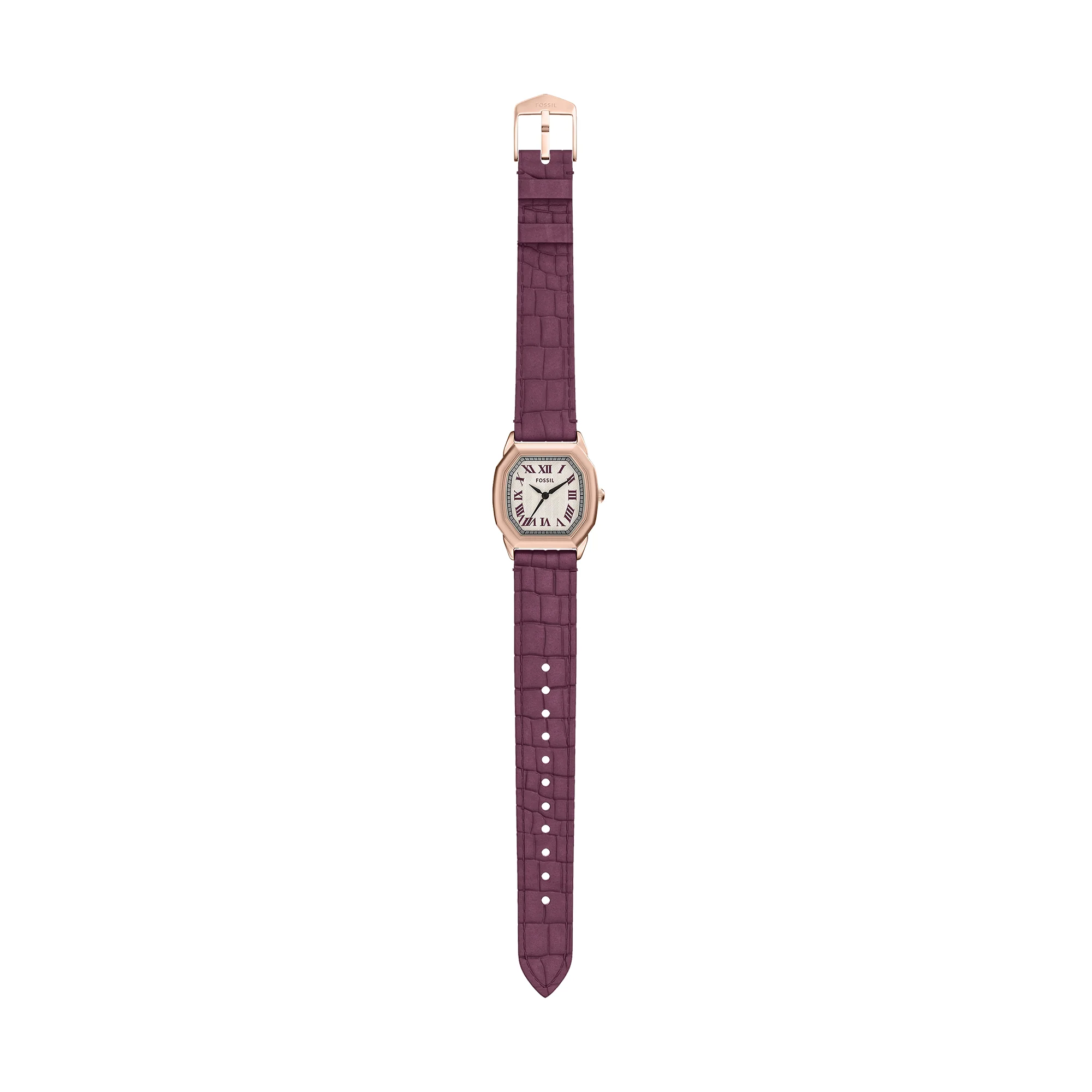 Harlow Three-Hand Burgundy Croco Leather Watch - Image 7