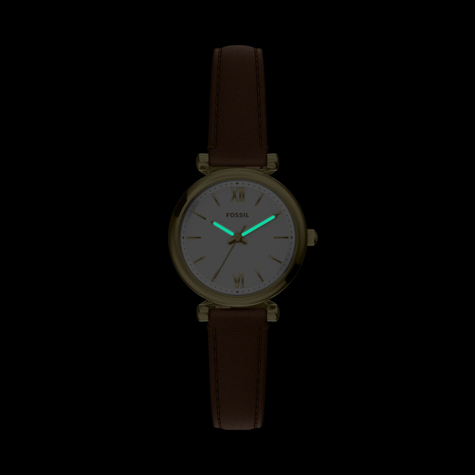Carlie Mini Three-Hand Brown Leather Watch - Image 6