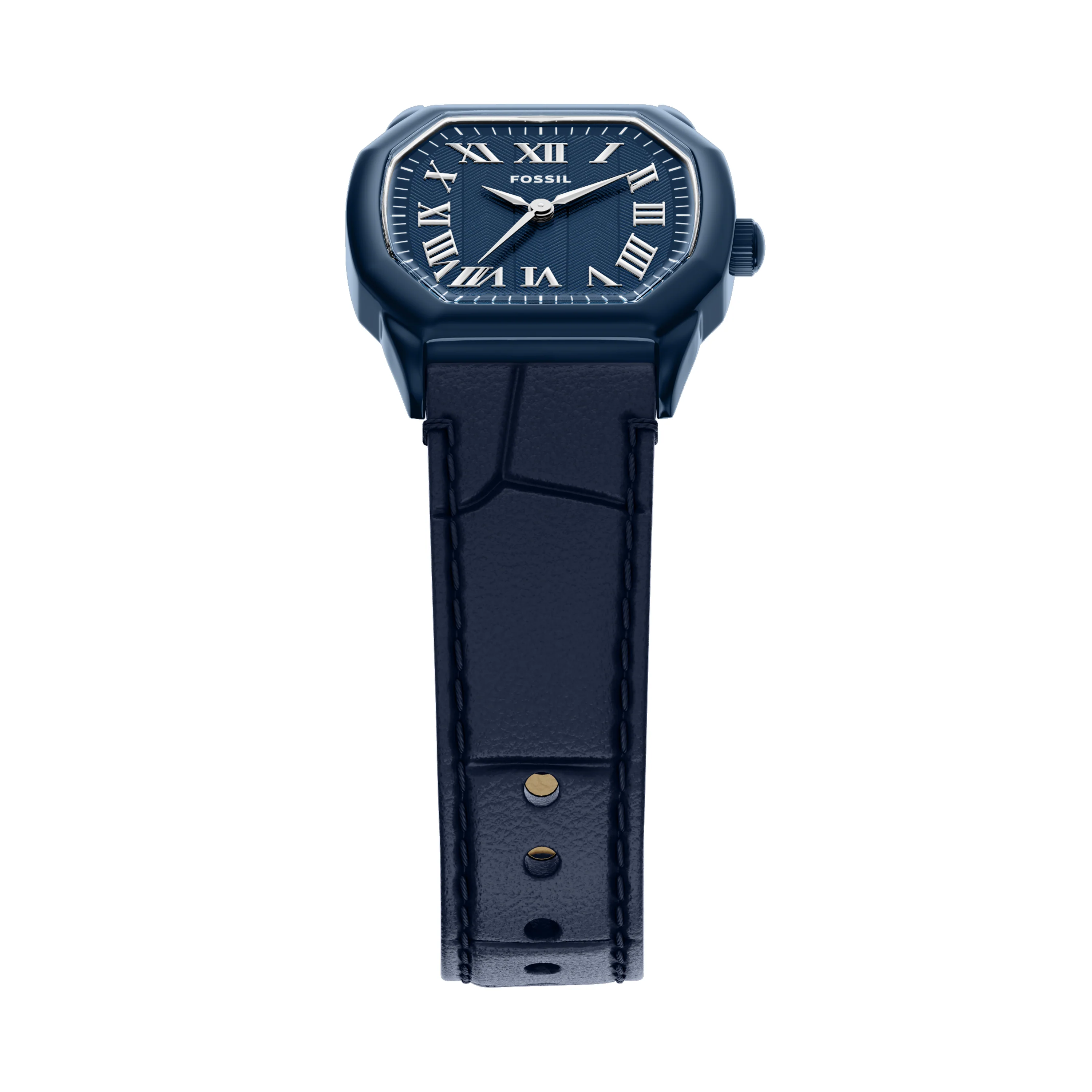 Harlow Three-Hand Navy Leather Watch - Image 4