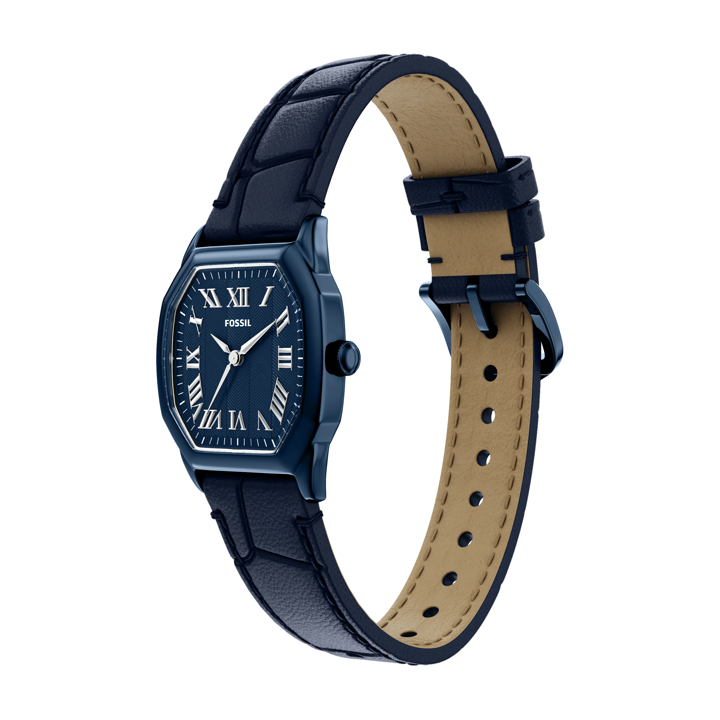 Harlow Three-Hand Navy Leather Watch - Image 6