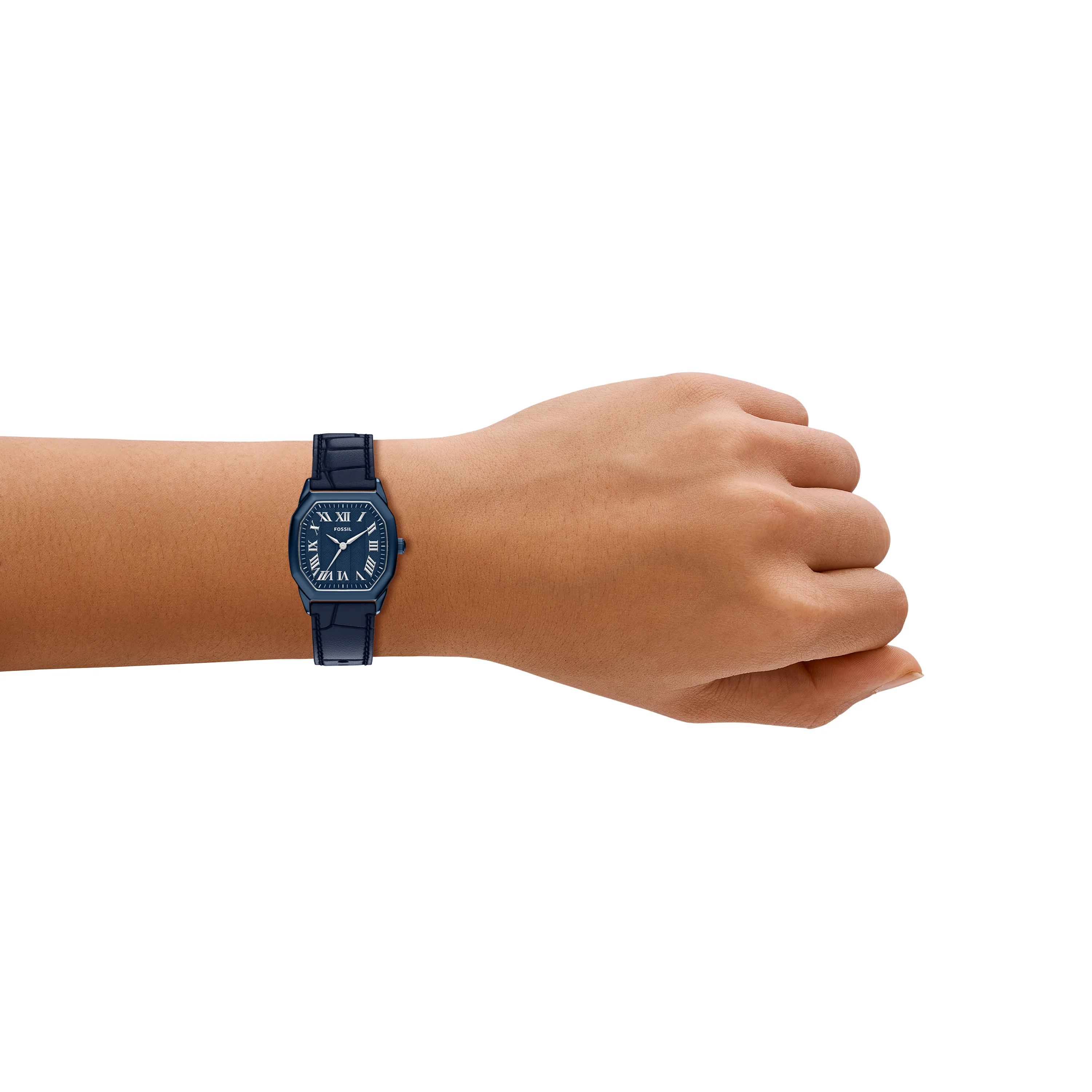 Harlow Three-Hand Navy Leather Watch - Image 9