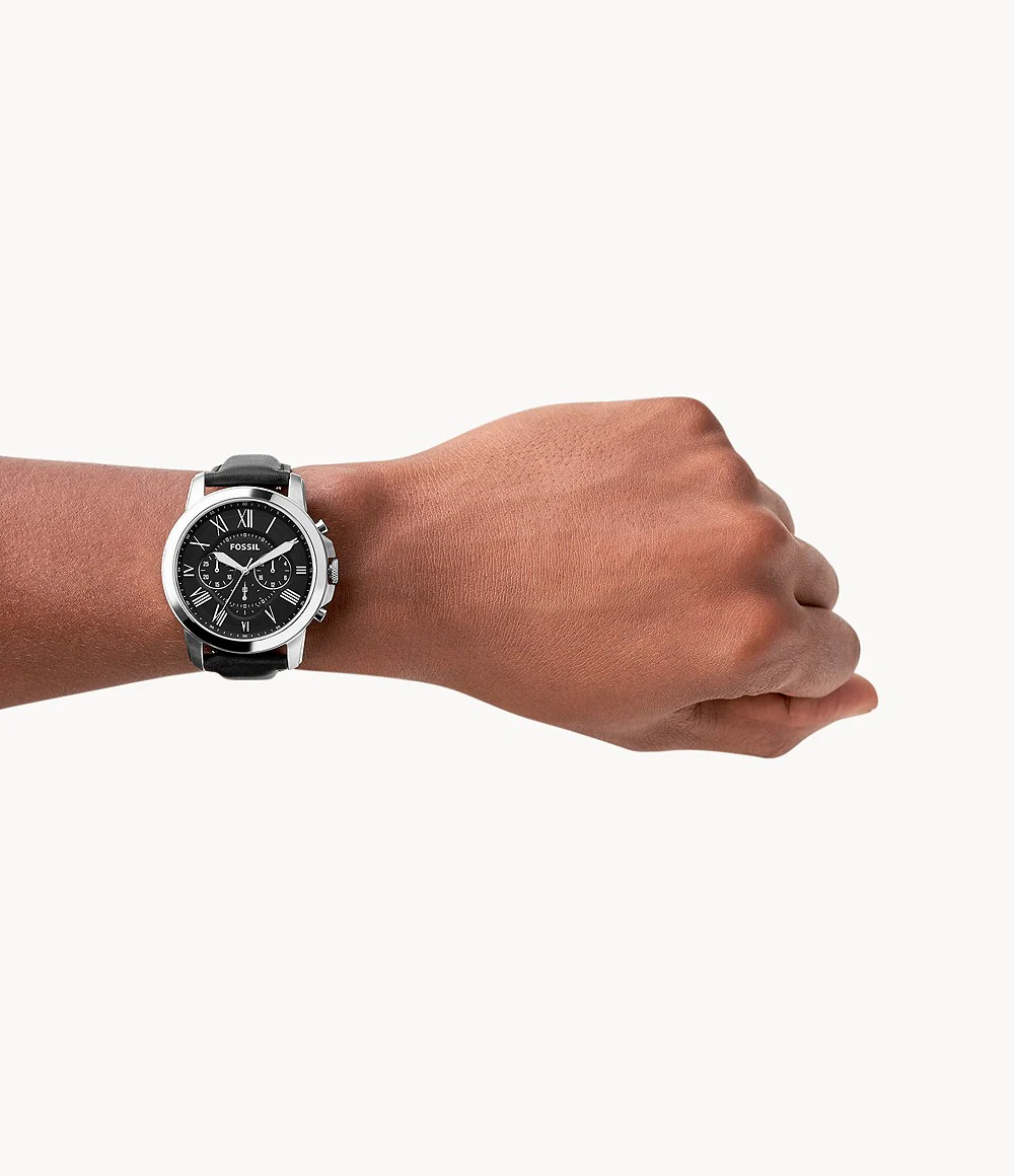 Grant Chronograph Black Leather Watch - Image 2