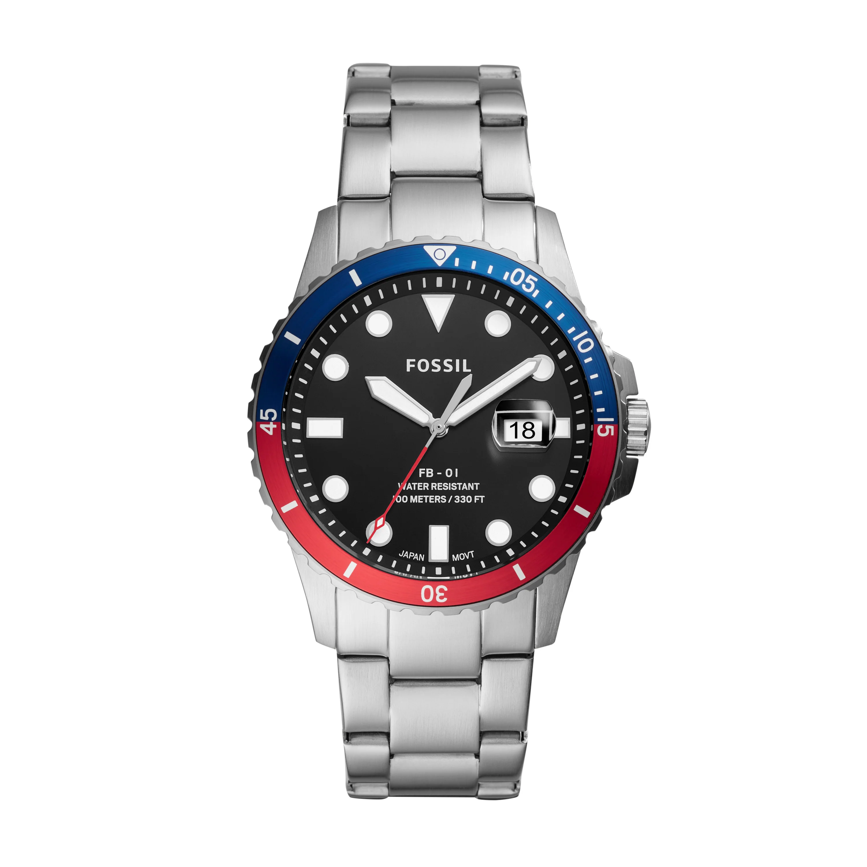 FB-01 Three-Hand Date Stainless Steel Watch