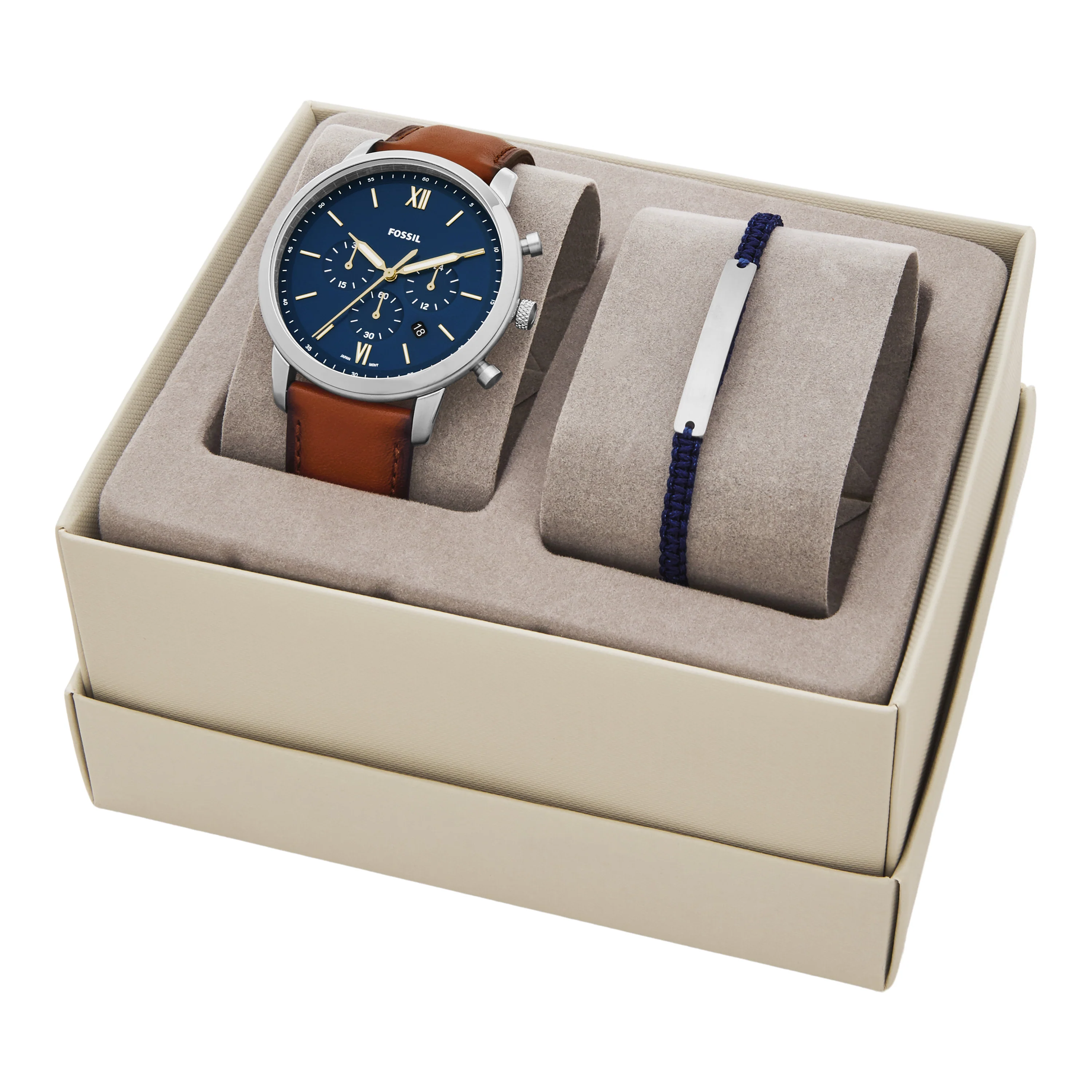 Neutra Chronograph Luggage Leather Watch and Bracelet Set - Image 4