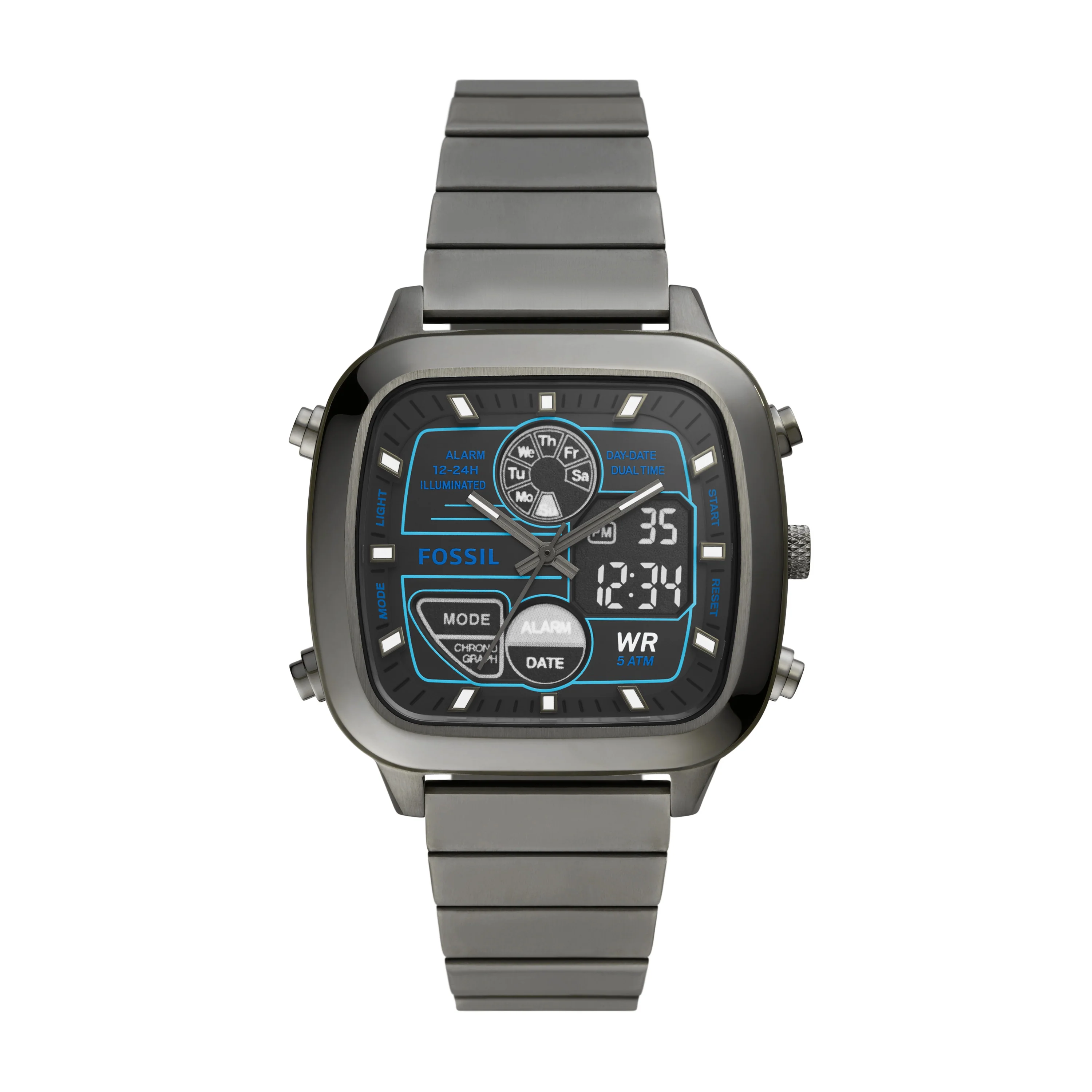 Retro Analog-Digital Smoke Stainless Steel Watch