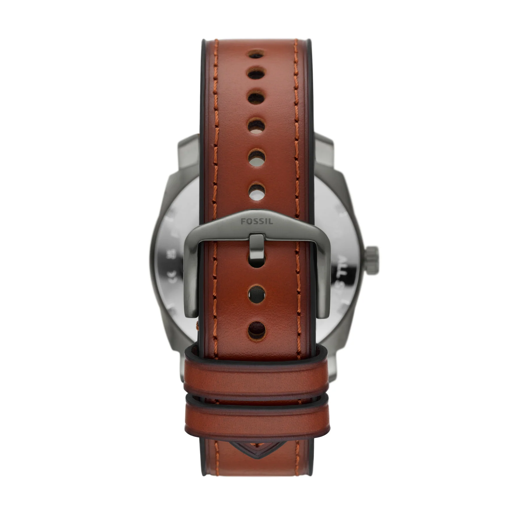 Machine Three-Hand Date Brown Leather Watch - Image 3