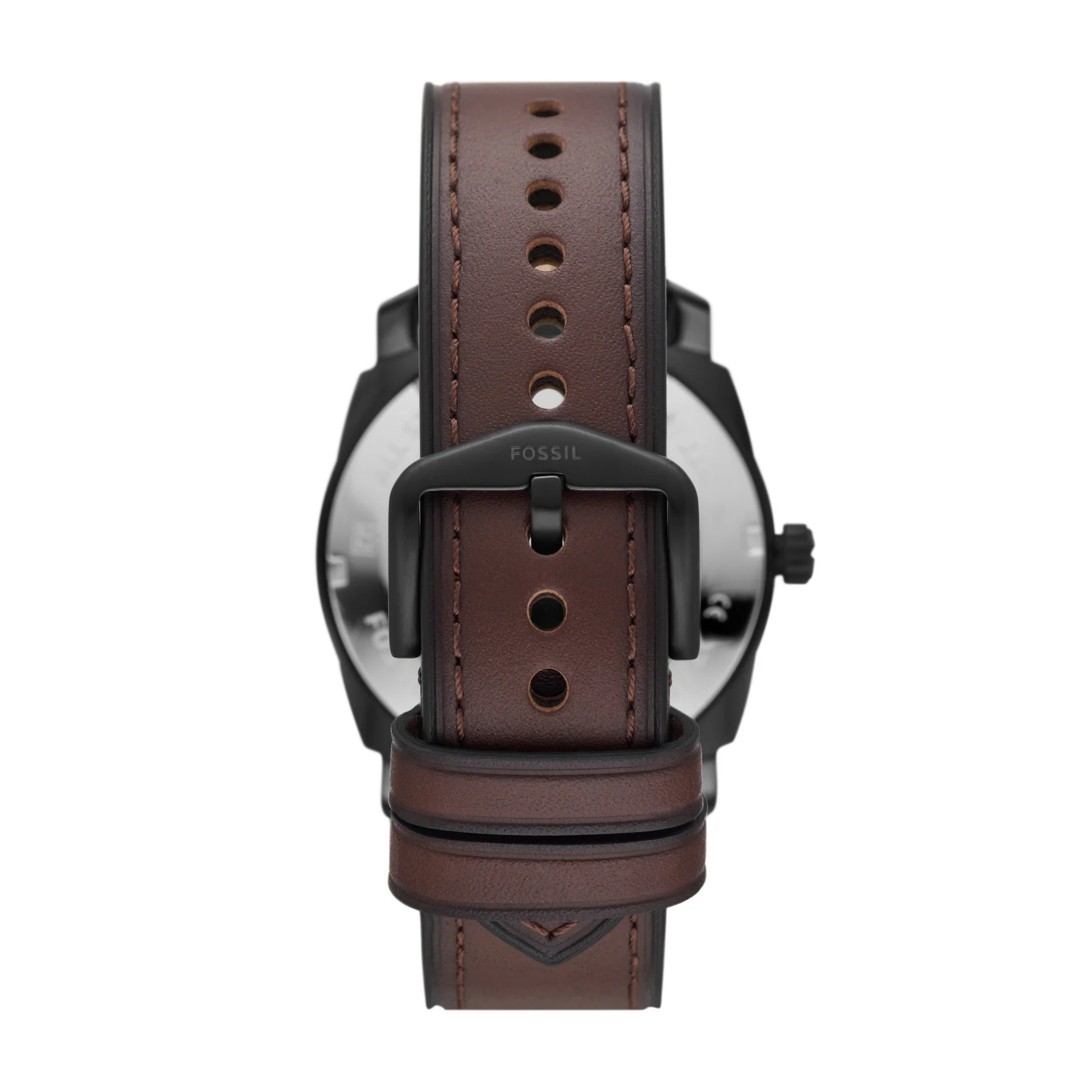 Machine Three-Hand Date Brown Leather Watch - Image 3