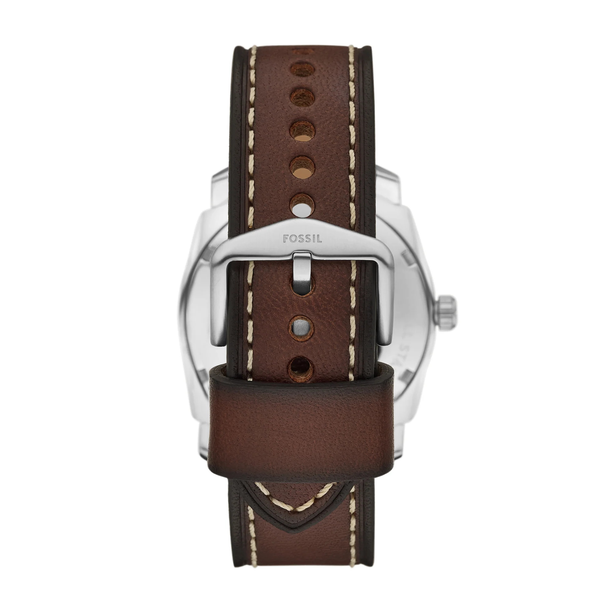 Machine Three-Hand Date Brown Leather Watch and Bracelet Set - Image 3