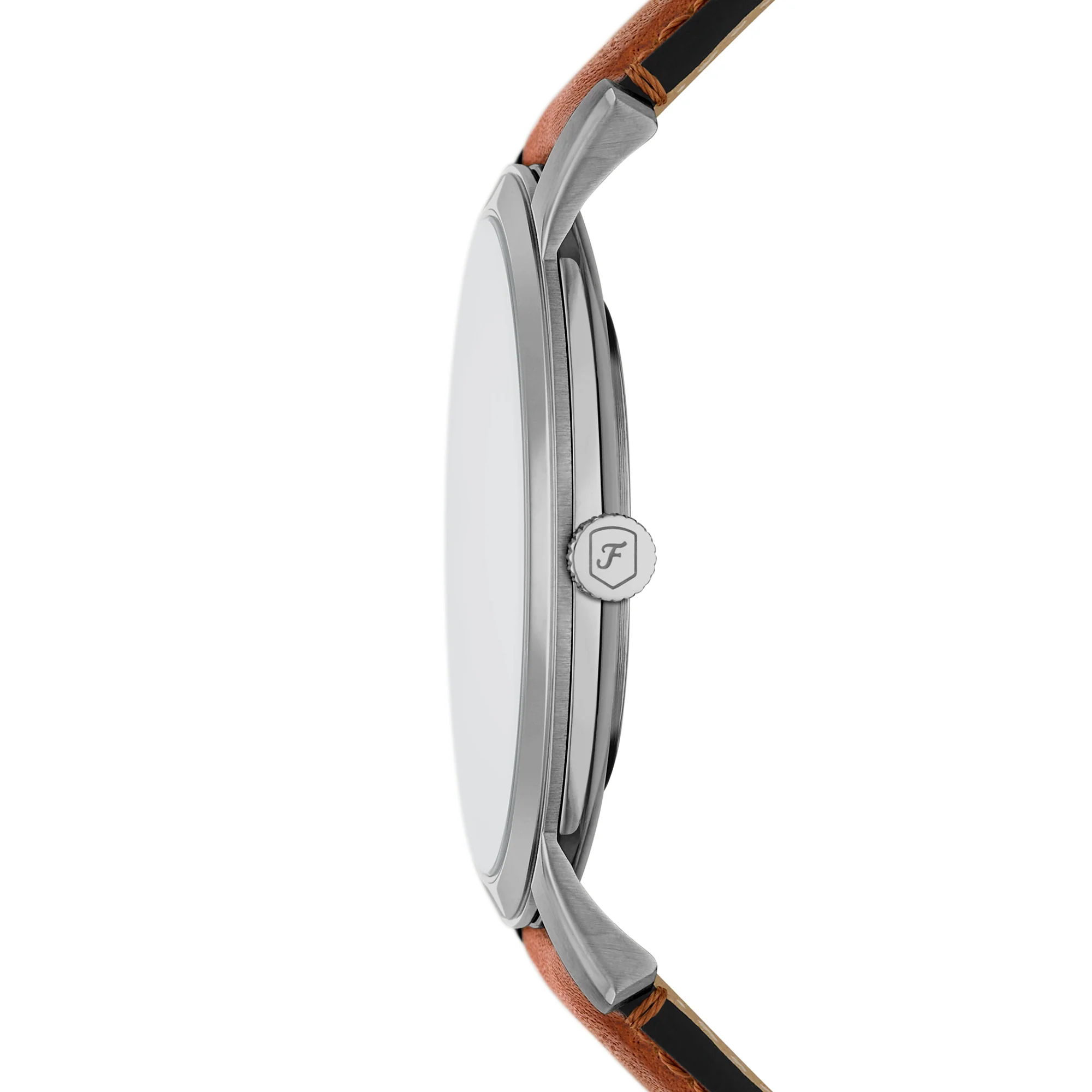 Minimalist Three-Hand Brown Leather Watch - Image 2