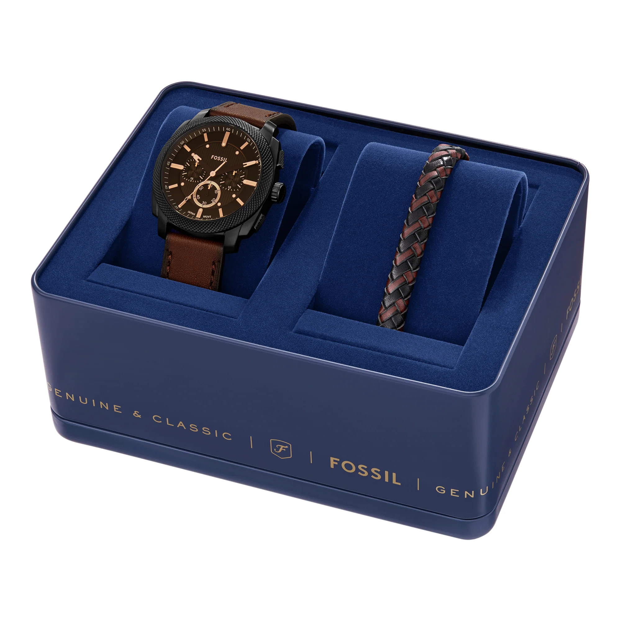 Machine Chronograph Brown Leather Watch and Bracelet Se - Image 4