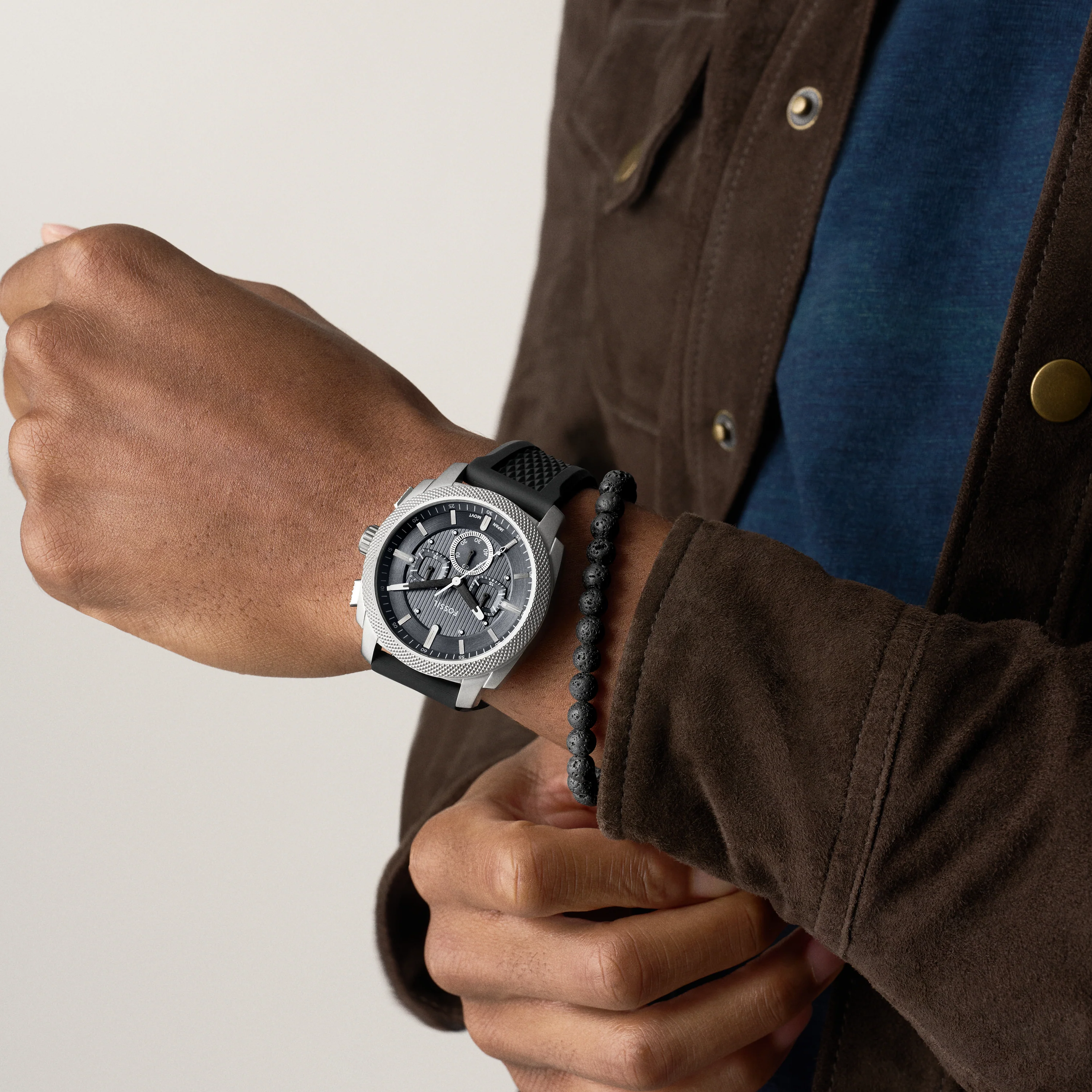 Machine Chronograph Black Silicone Watch - Image 11