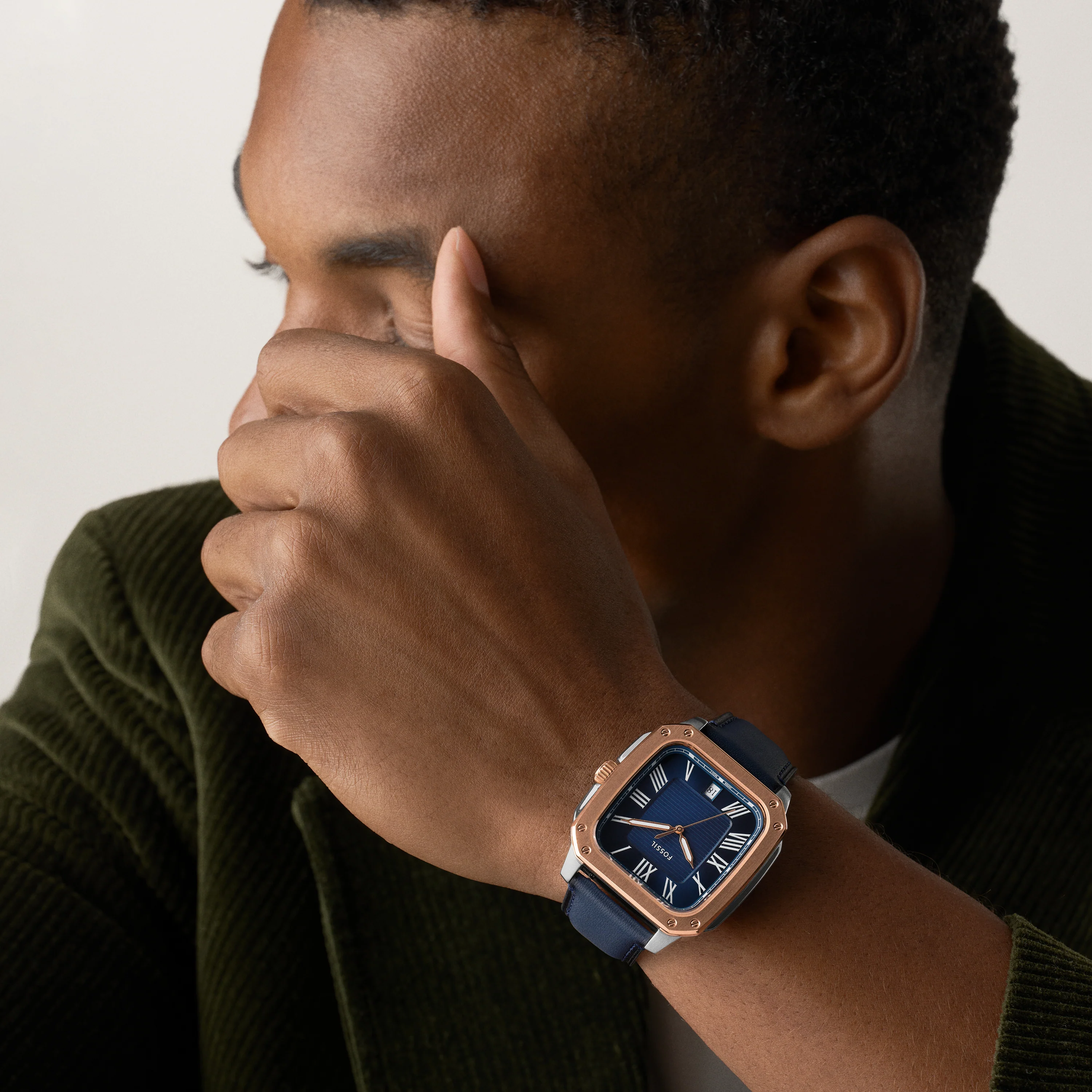 Crosby Three-Hand Blue Leather Watch - Image 10