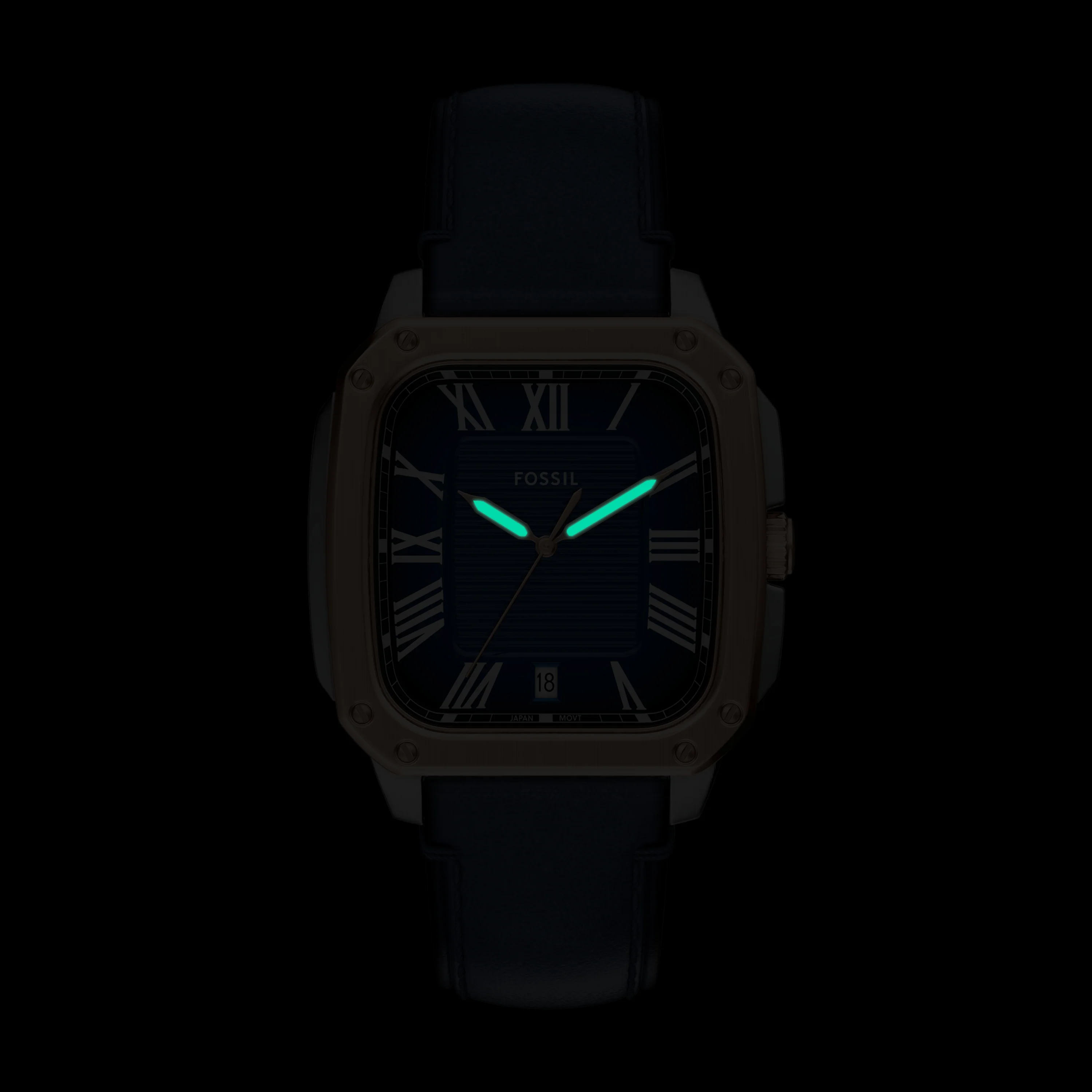 Crosby Three-Hand Blue Leather Watch - Image 6