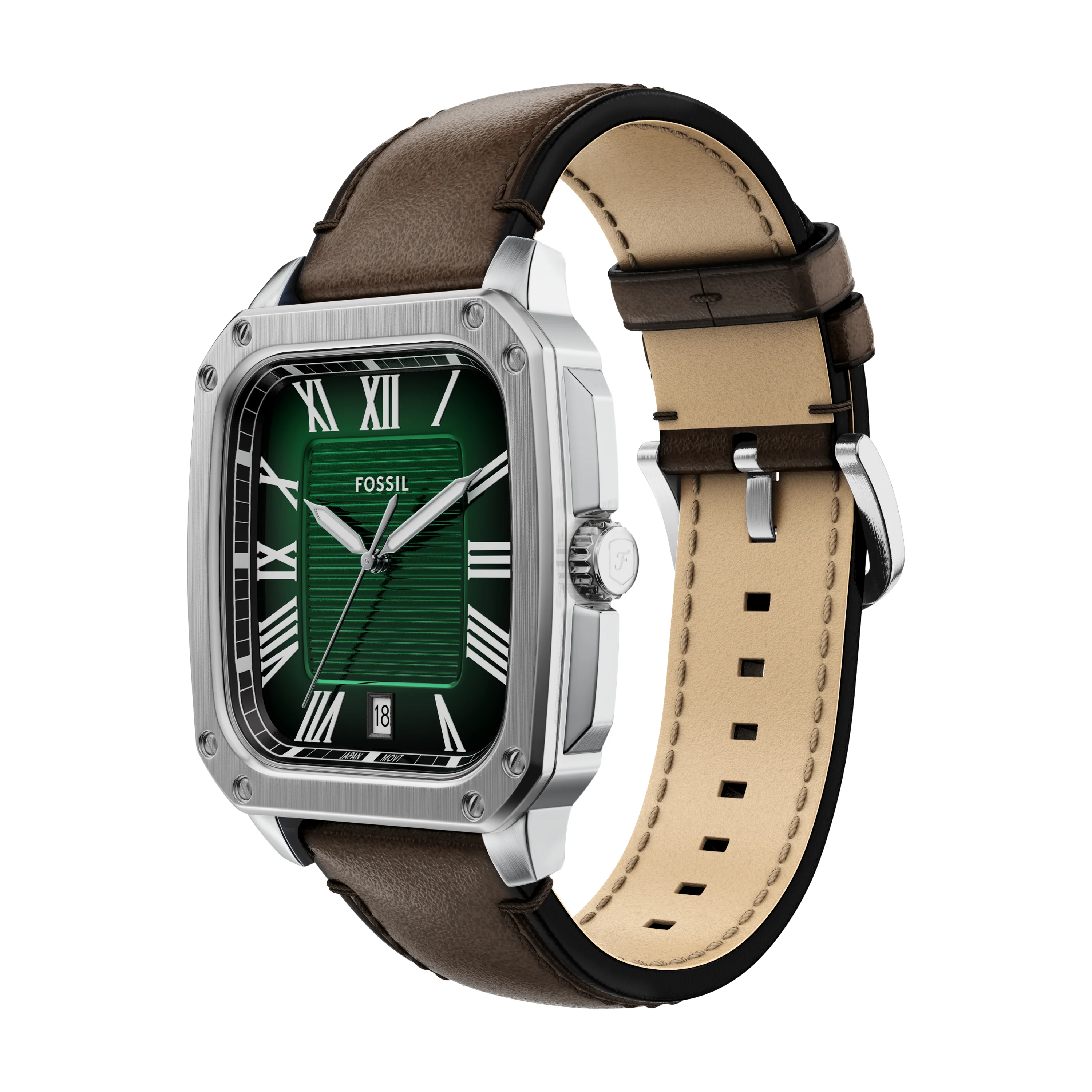 Crosby Three-Hand Brown Leather Watch - Image 7