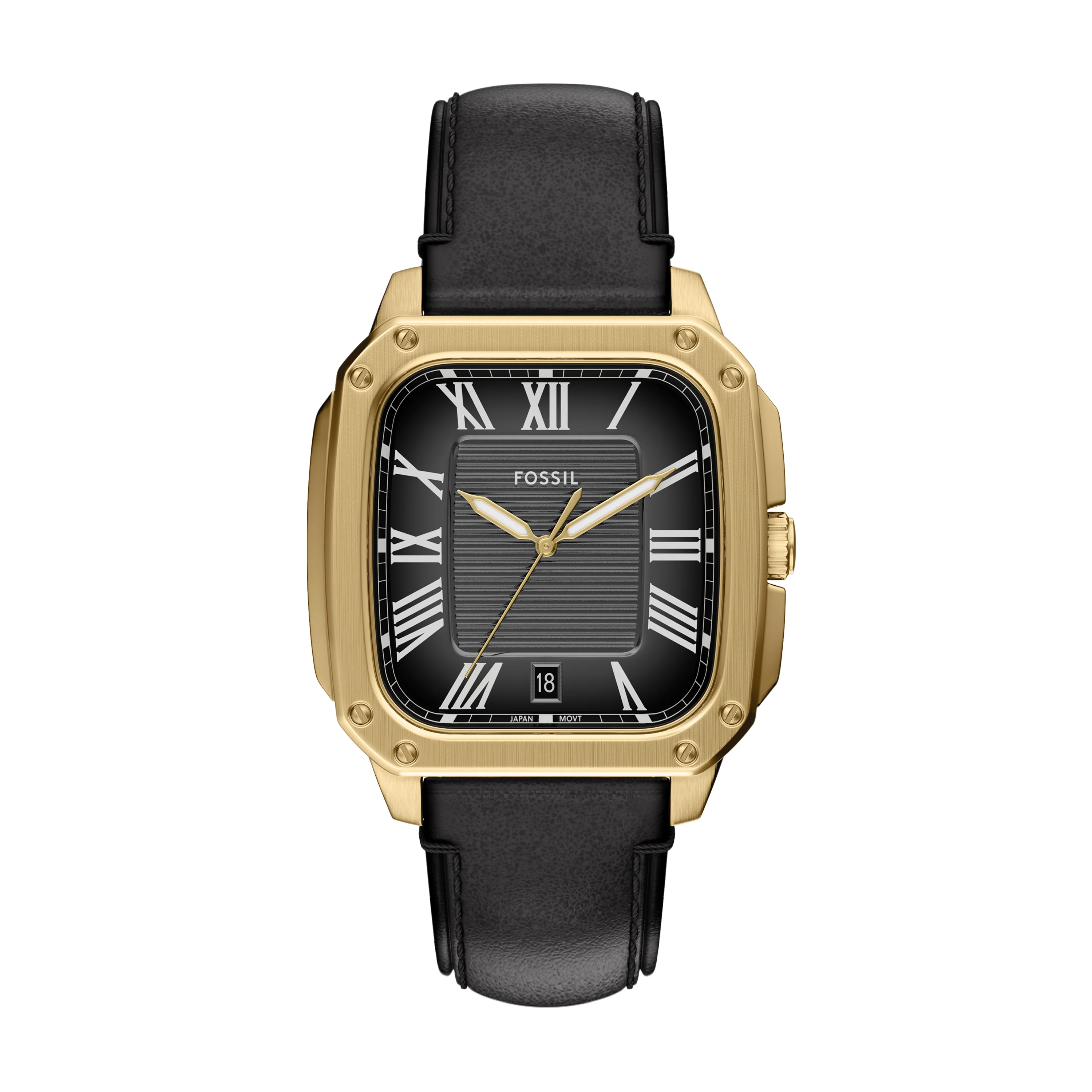 Crosby Three-Hand Black Leather Watch