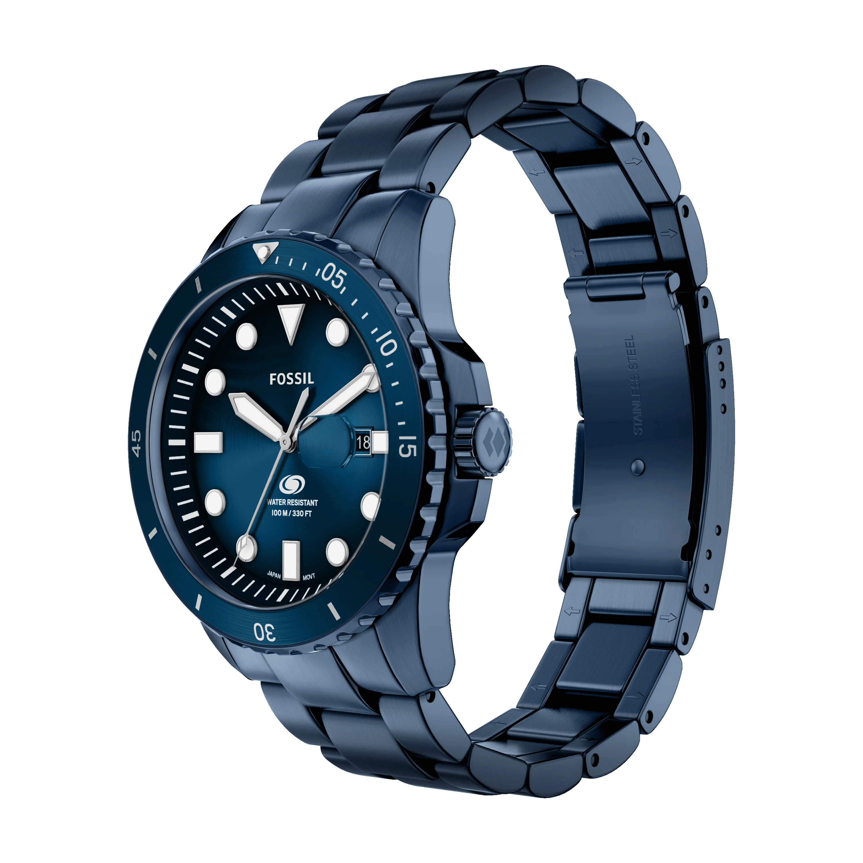 Fossil Blue Dive Three-Hand Navy Stainless Steel Watch - Image 6