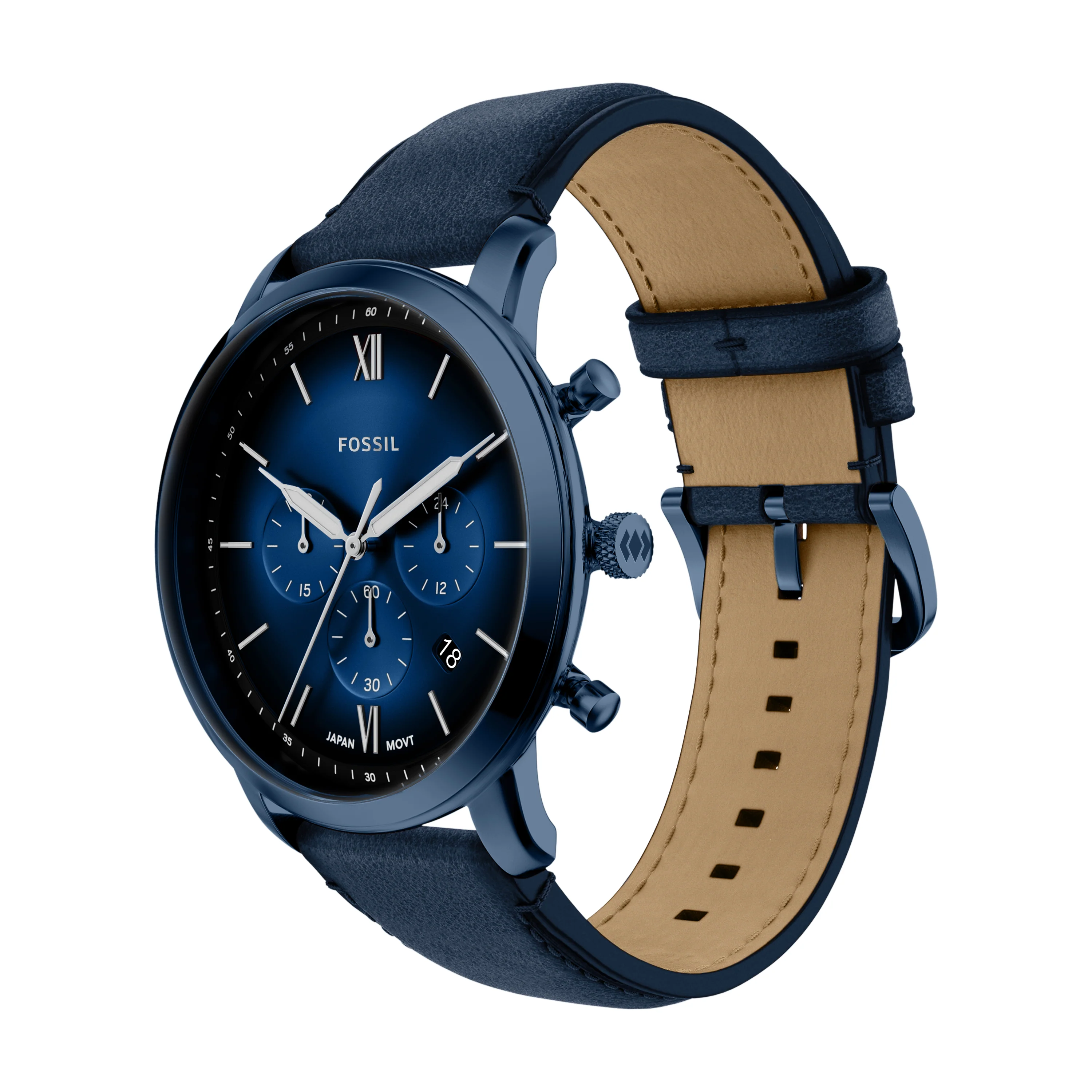 Neutra Chronograph Navy Leather Watch - Image 7
