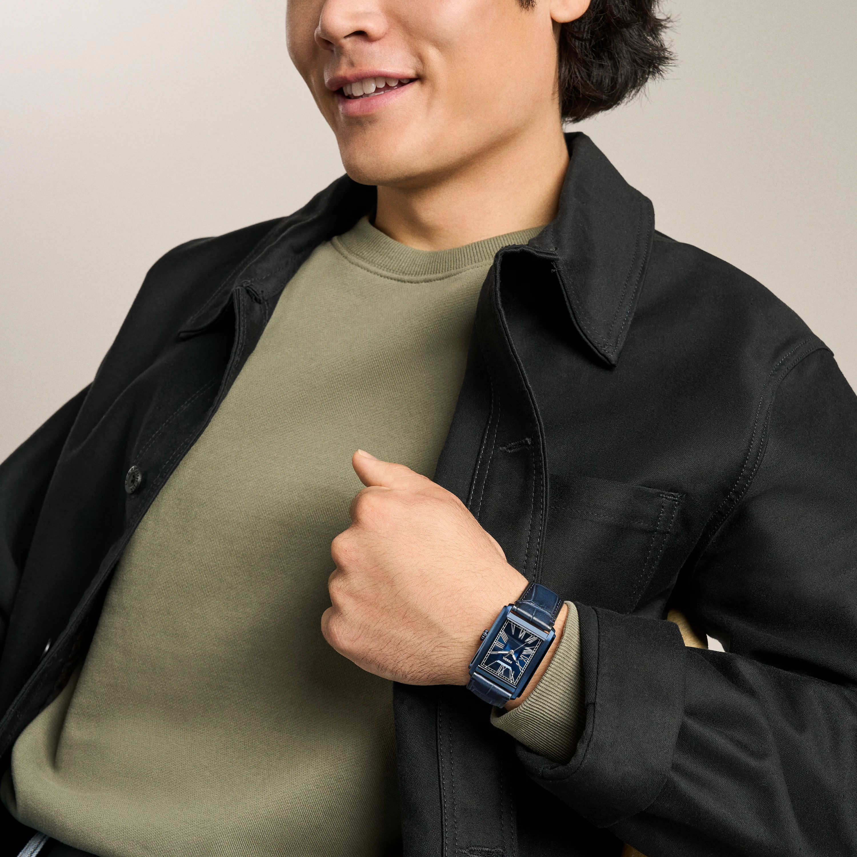 Carraway Three-Hand Navy Croco Leather Watch - Image 9