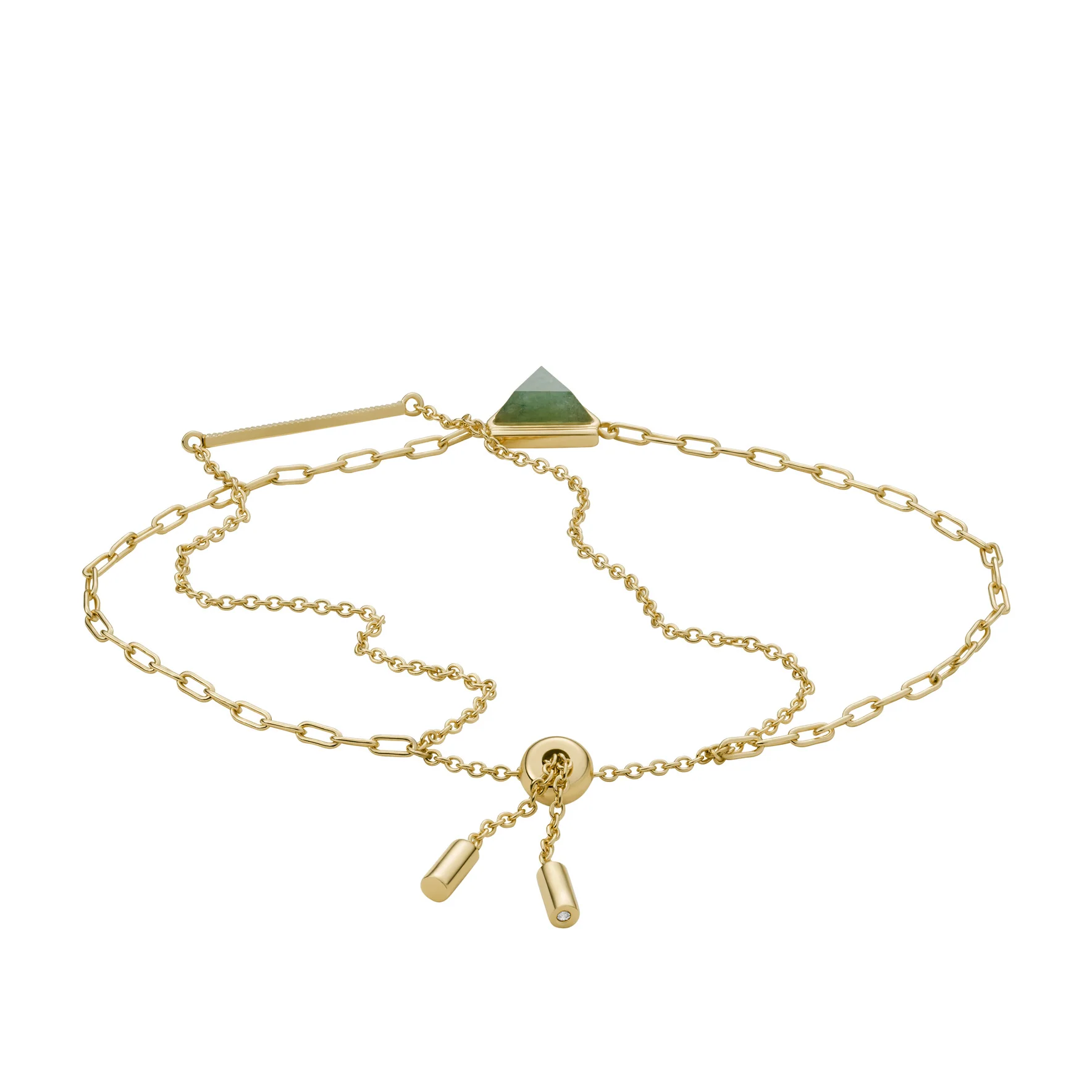 Val Joyful Expression Green Aventurine 14K Gold Plated Brass Chain Bracelet - Image 2