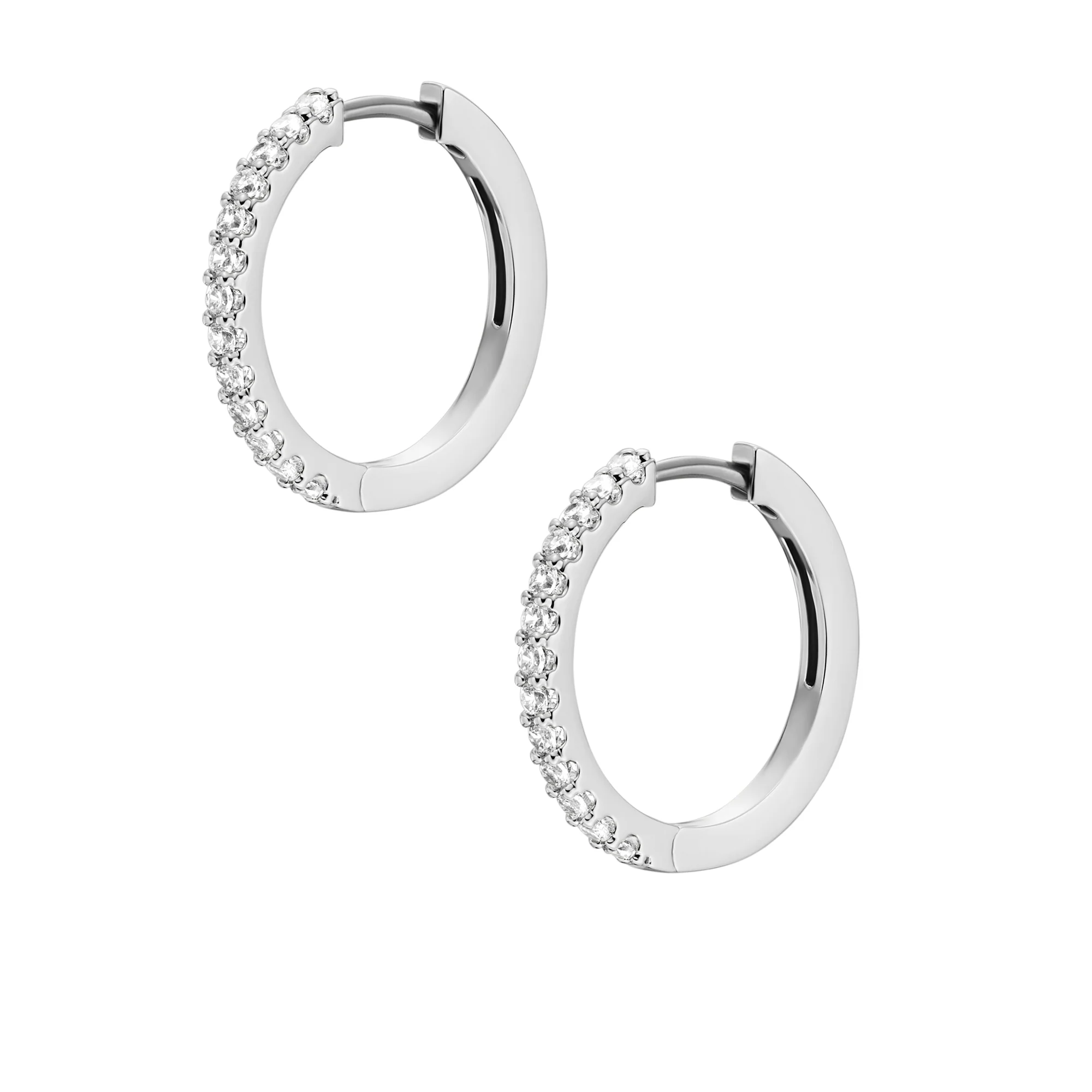 Ellis Pavé Glitz Silver-Tone Brass Hoop Earrings