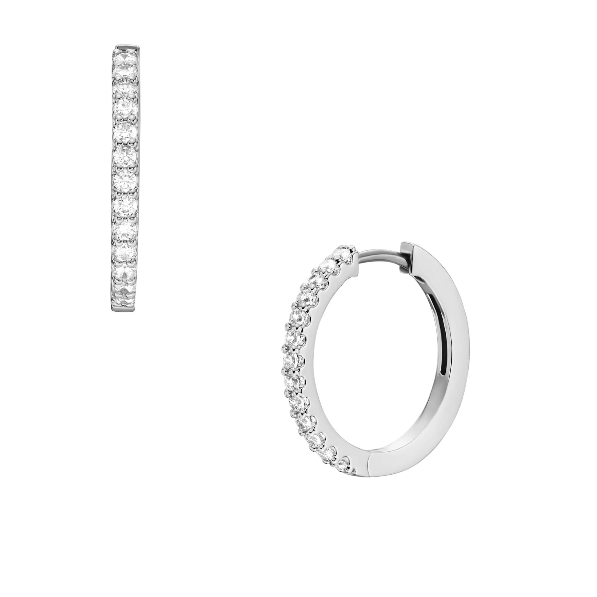 Ellis Pavé Glitz Silver-Tone Brass Hoop Earrings - Image 2