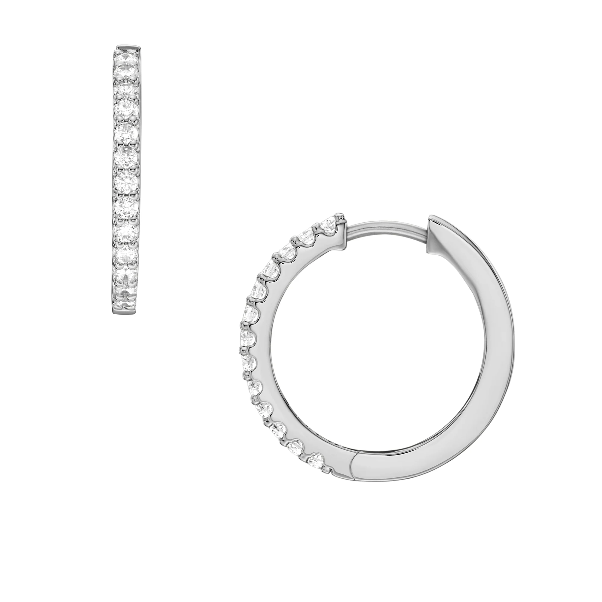Ellis Pavé Glitz Silver-Tone Brass Hoop Earrings - Image 3