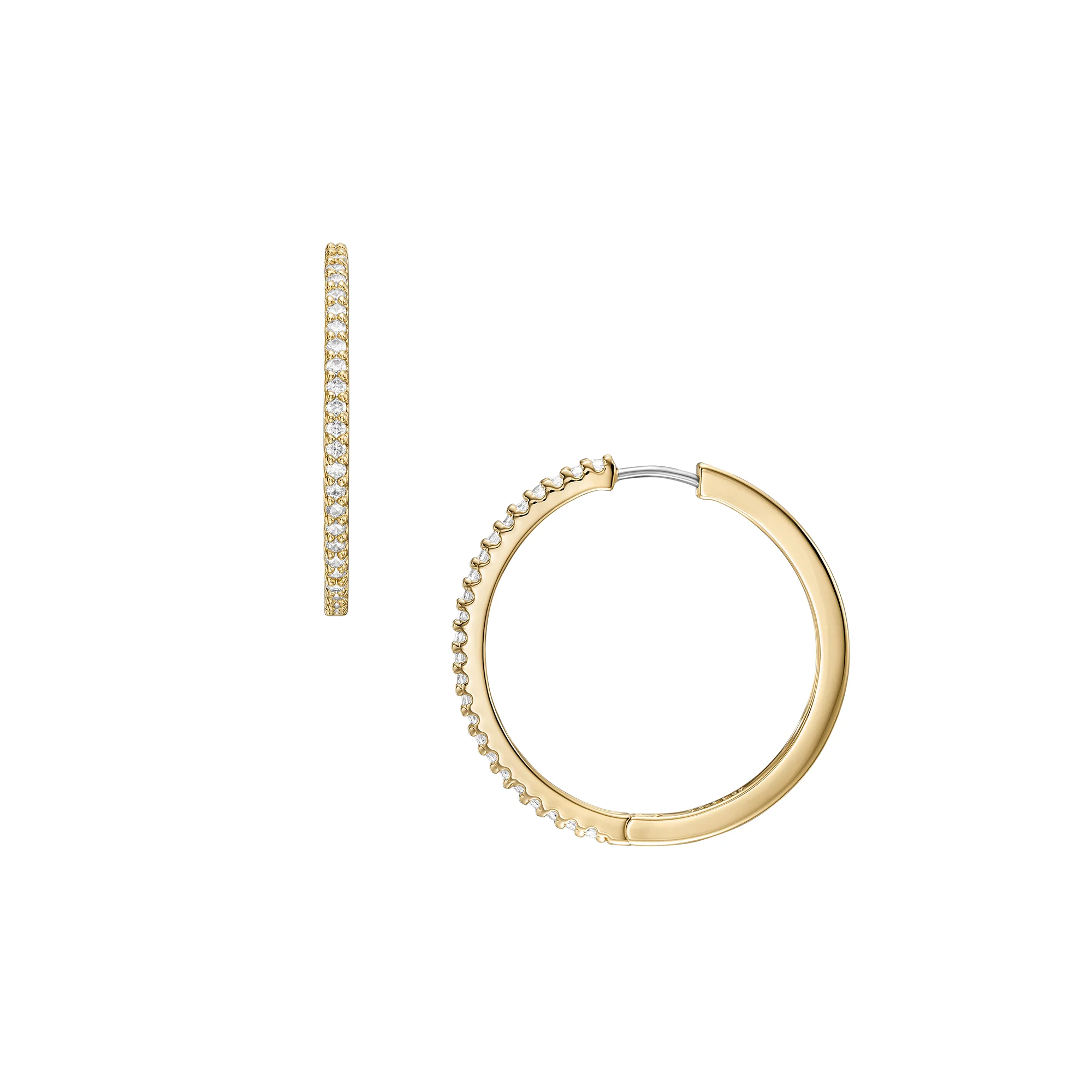 Ellis Pavé Glitz Gold-Tone Brass Hoop Earrings - Image 3