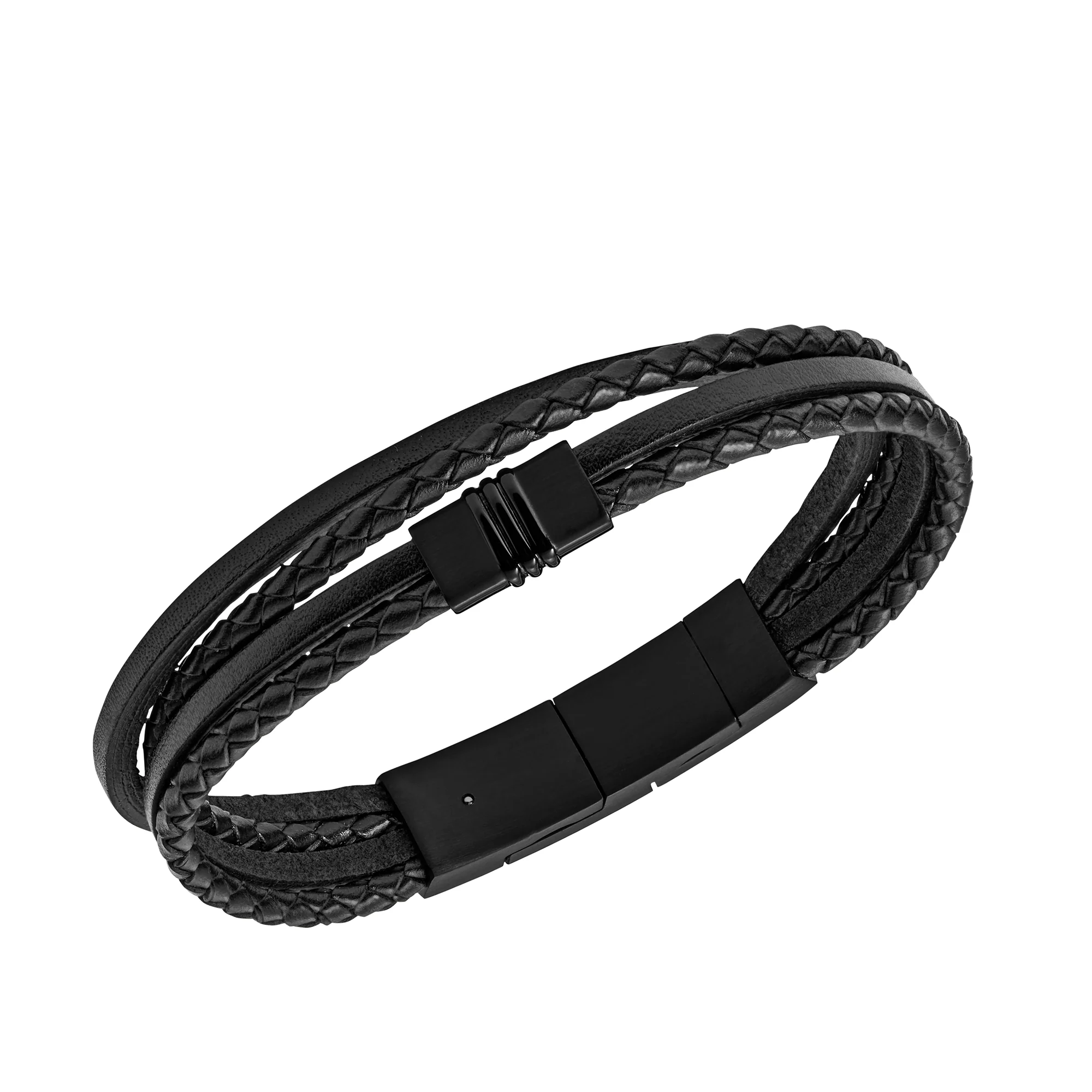 Townsman Multi-Strand Black Leather Bracelet - Image 2