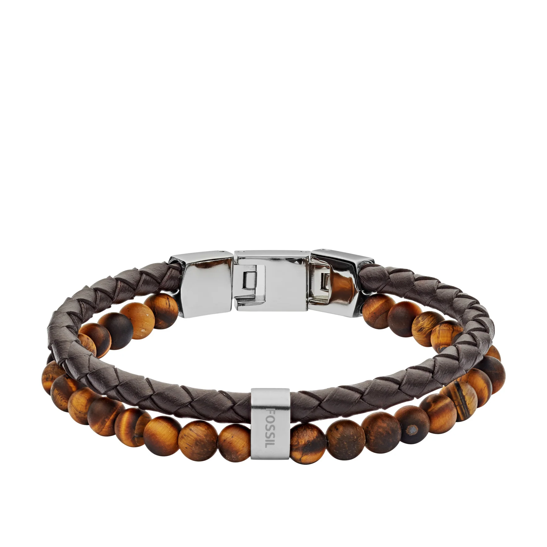 Tiger's Eye and Brown Leather Bracelet