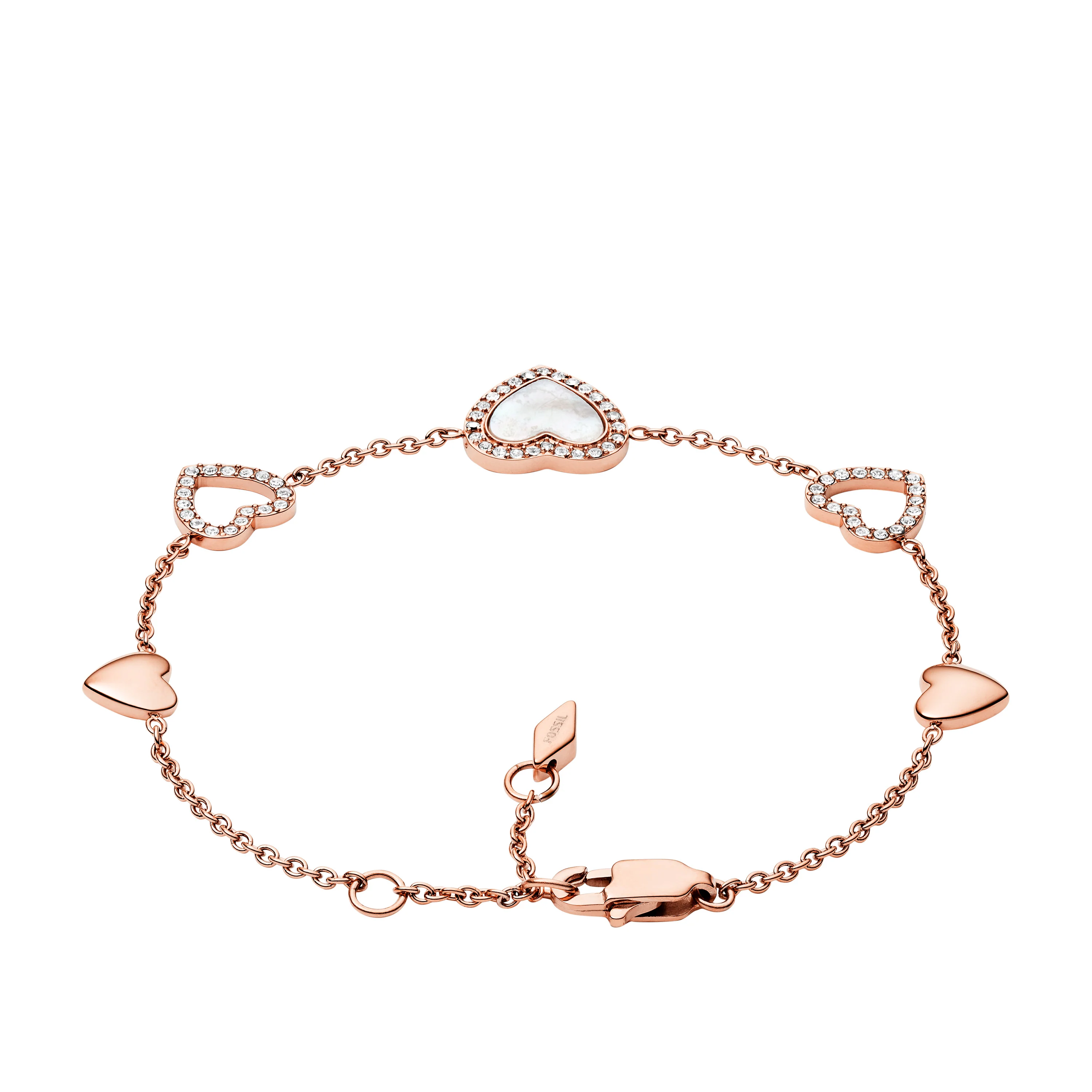 Hearts To You Mother-of-Pearl Stainless Steel Chain Bracelet - Image 2