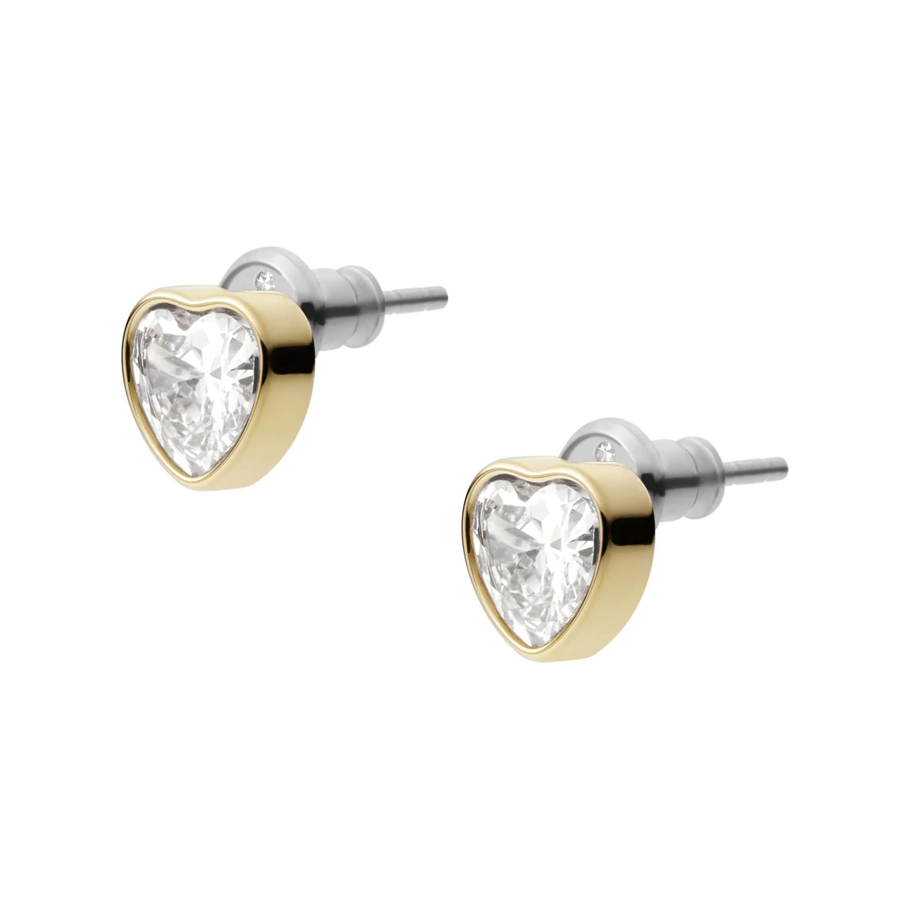 Sutton Valentine Heart Gold-Tone Stainless Steel Stud Earrings - Image 2