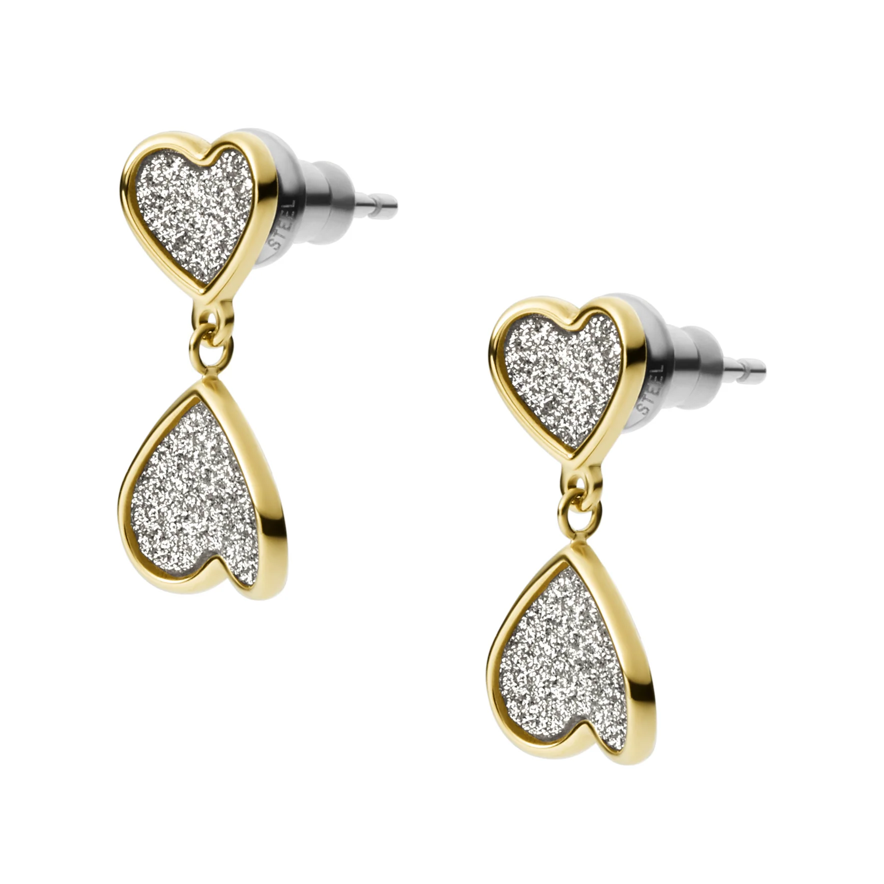 Sutton Classic Valentine Gold-Tone Stainless Steel Heart Stud Earrings - Image 2