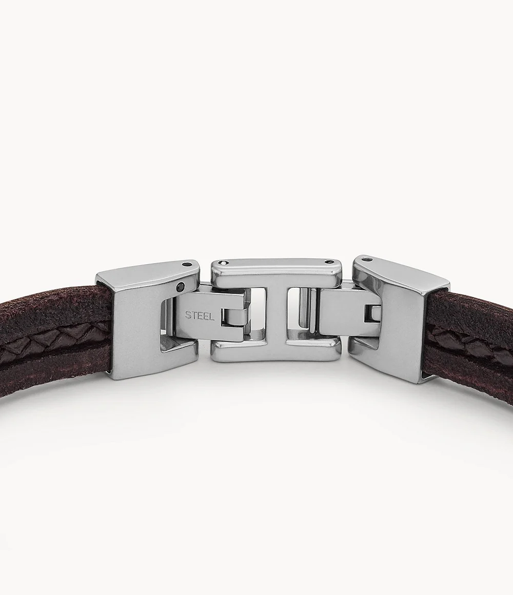 Leather Essentials Brown Leather Strap Bracelet - Image 4