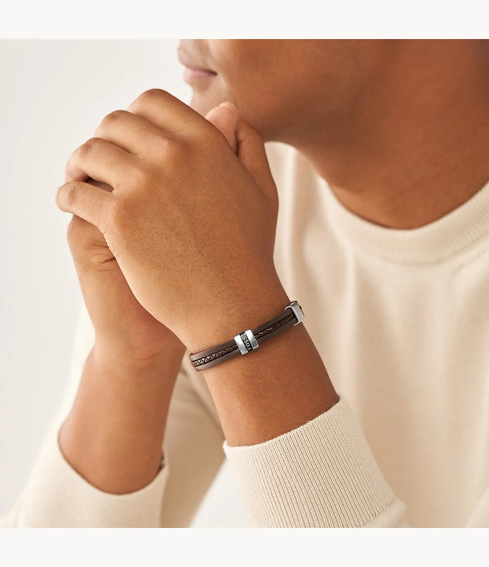Leather Essentials Brown Leather Strap Bracelet - Image 6