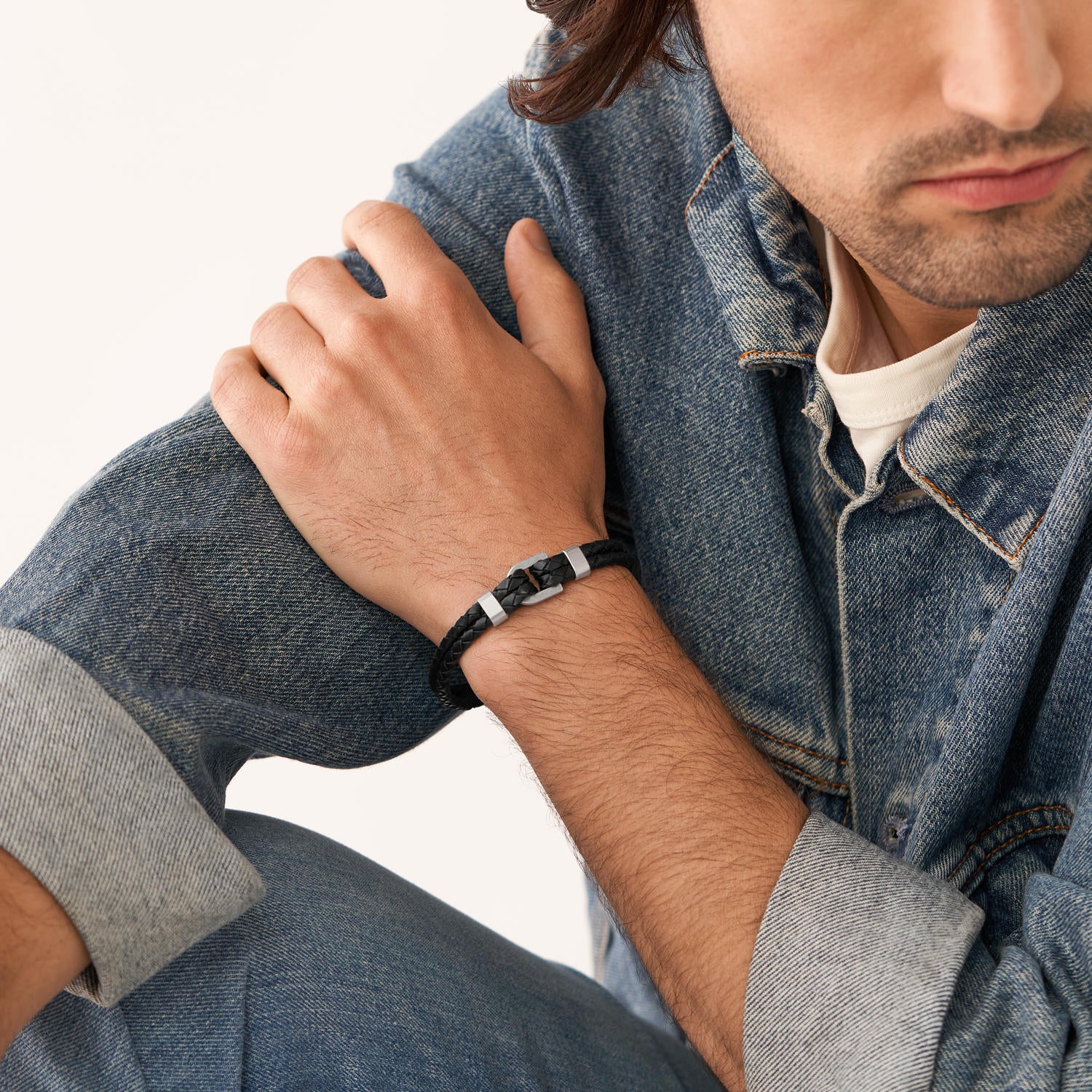 Heritage D-Link Black Leather Bracelet - Image 4