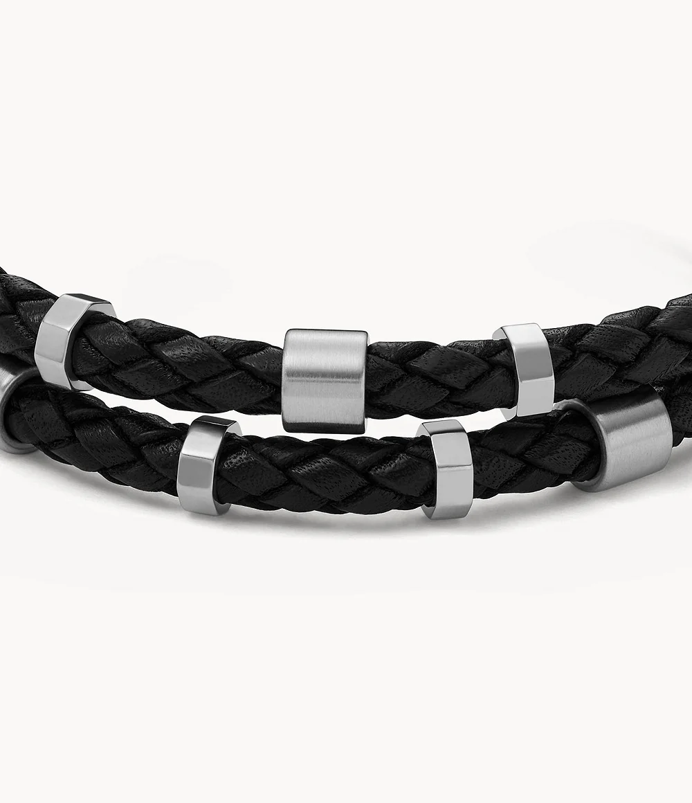 Leather Essentials Black Leather Strap Bracelet - Image 3