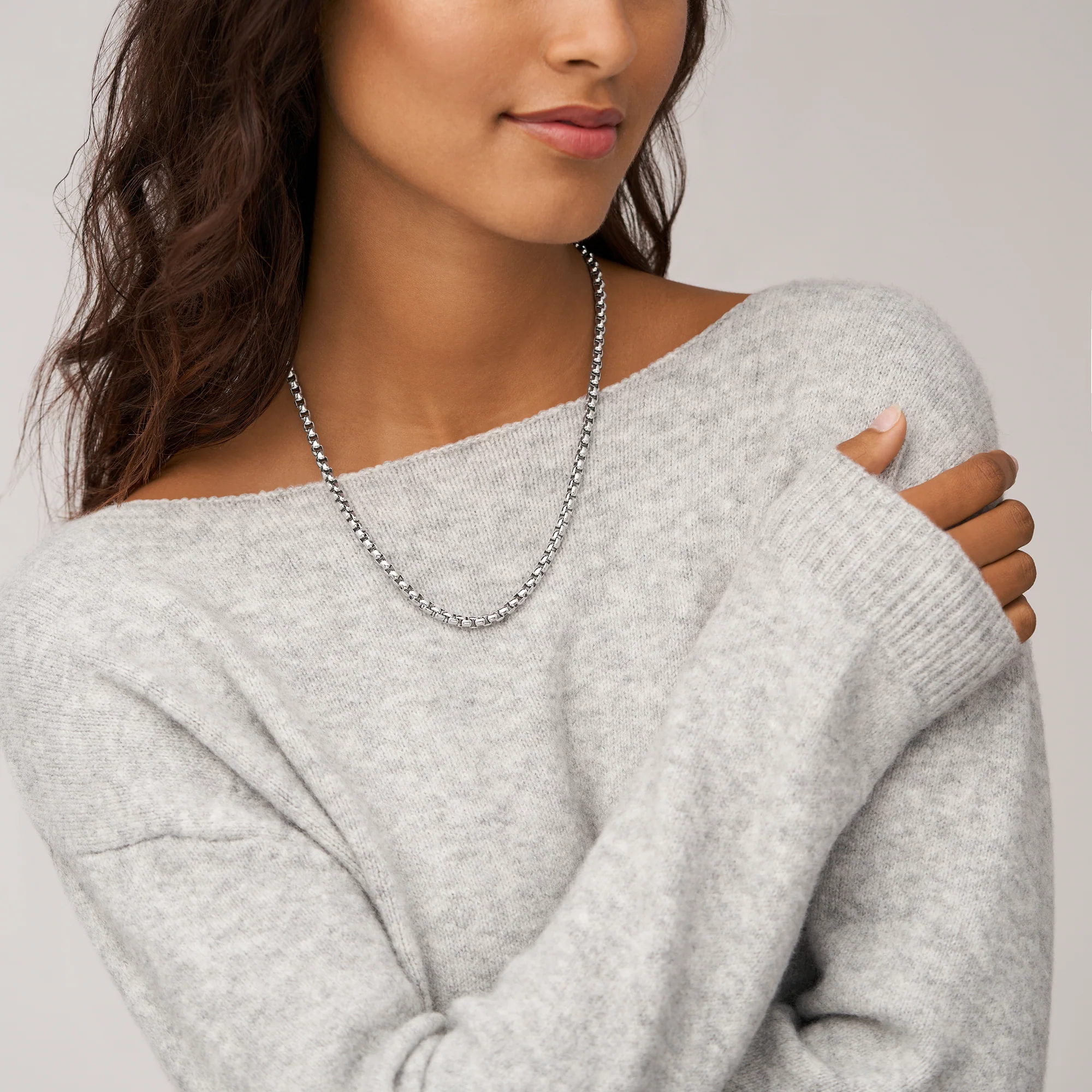 All Stacked Up Stainless Steel Chain Necklace - Image 5