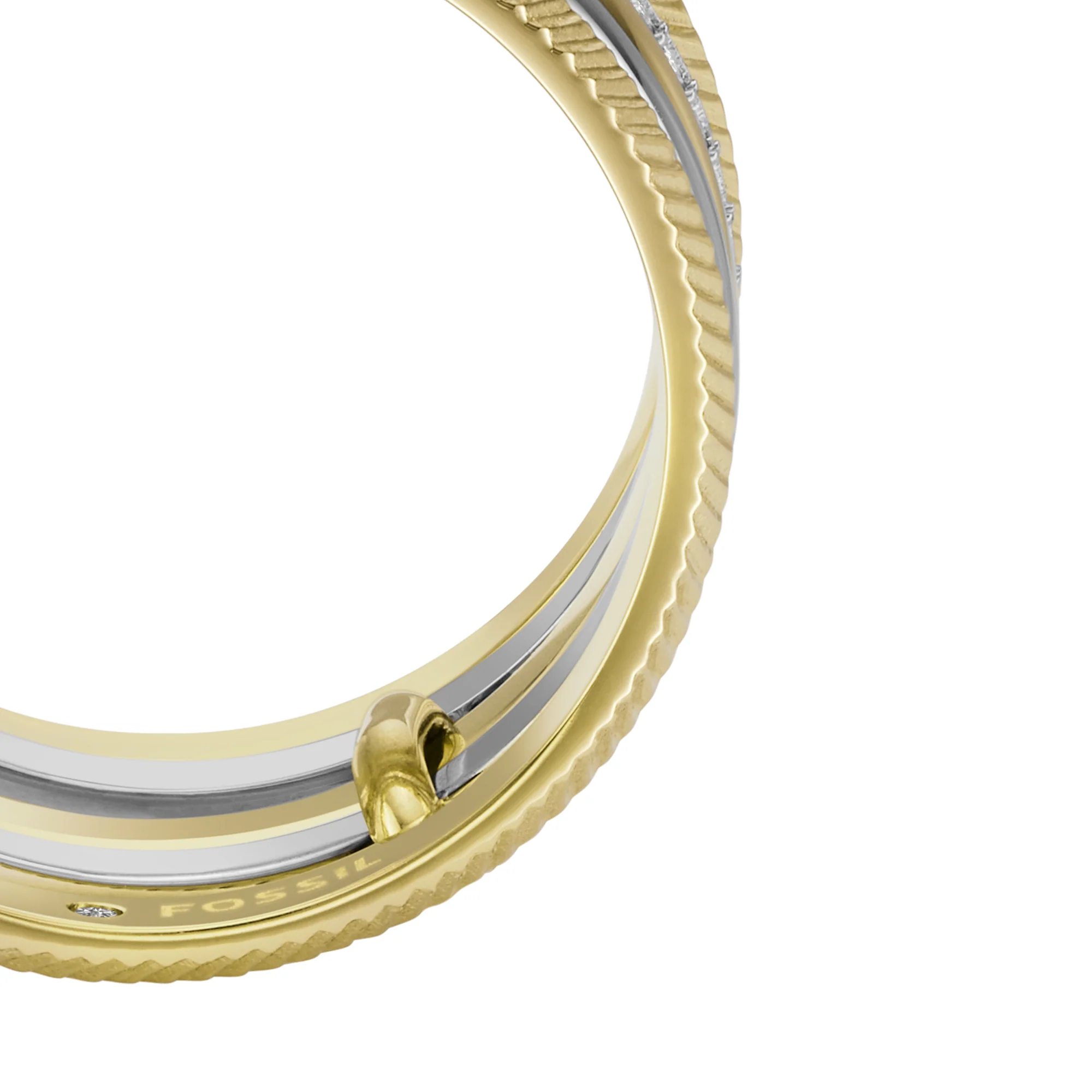 Harlow Linear Texture Two-Tone Stainless Steel Prestack Ring - Image 4