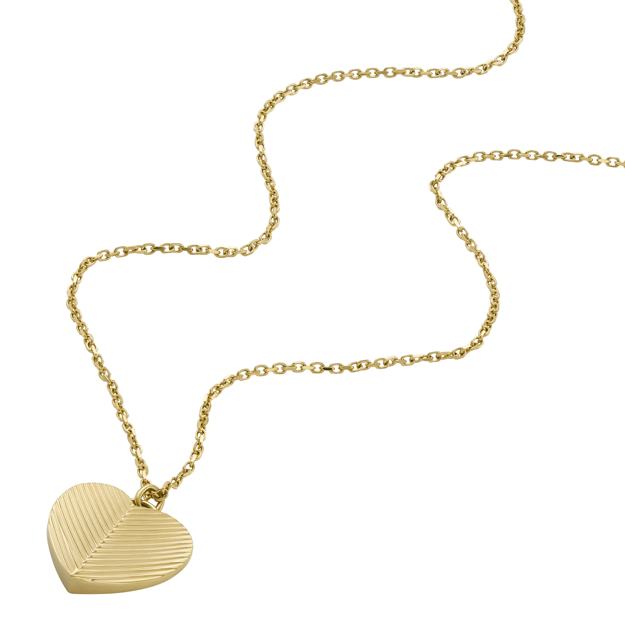 Harlow Linear Texture Heart Gold-Tone Stainless Steel Pendant Necklace - Image 2
