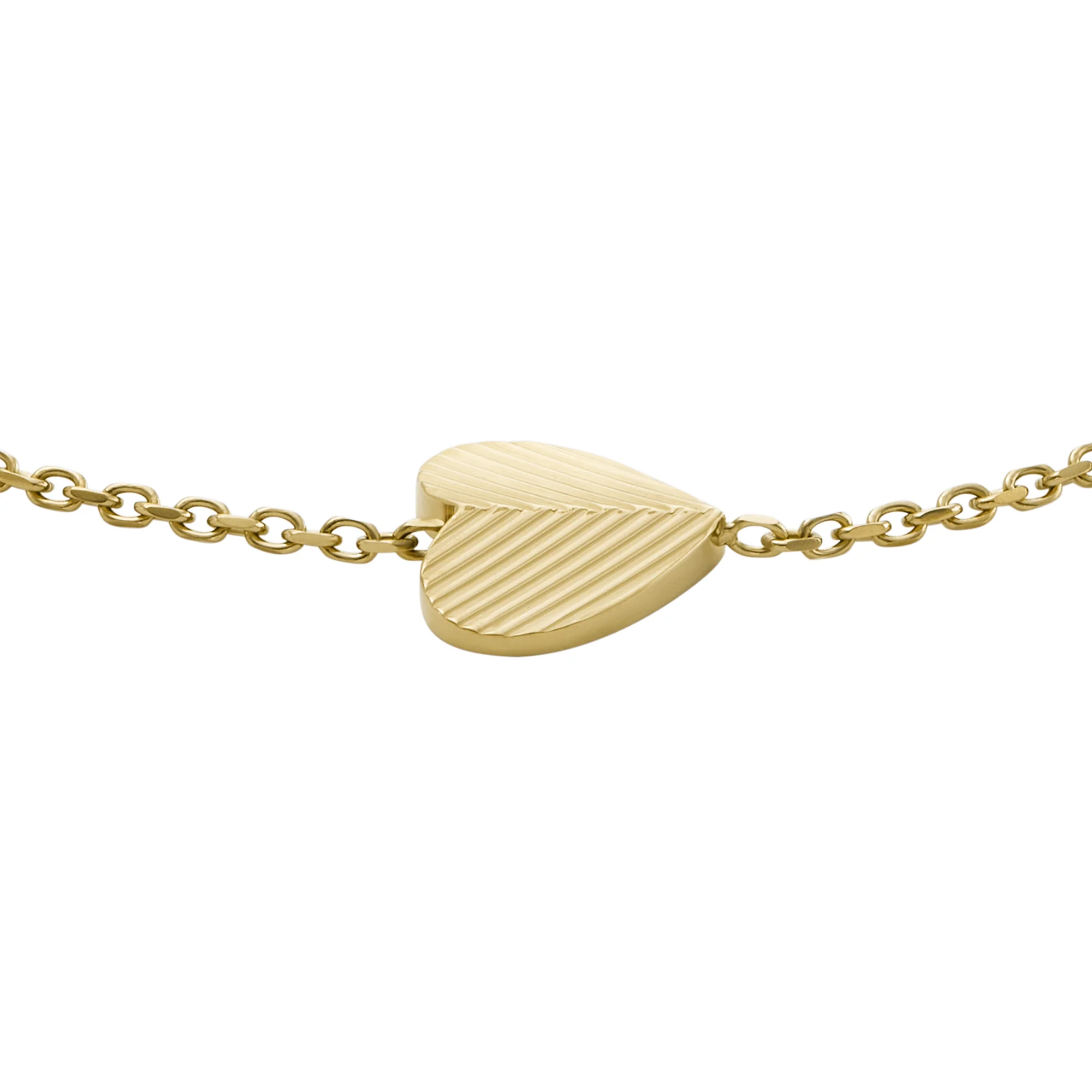 Harlow Linear Texture Heart Gold-Tone Stainless Steel Station Bracelet - Image 2